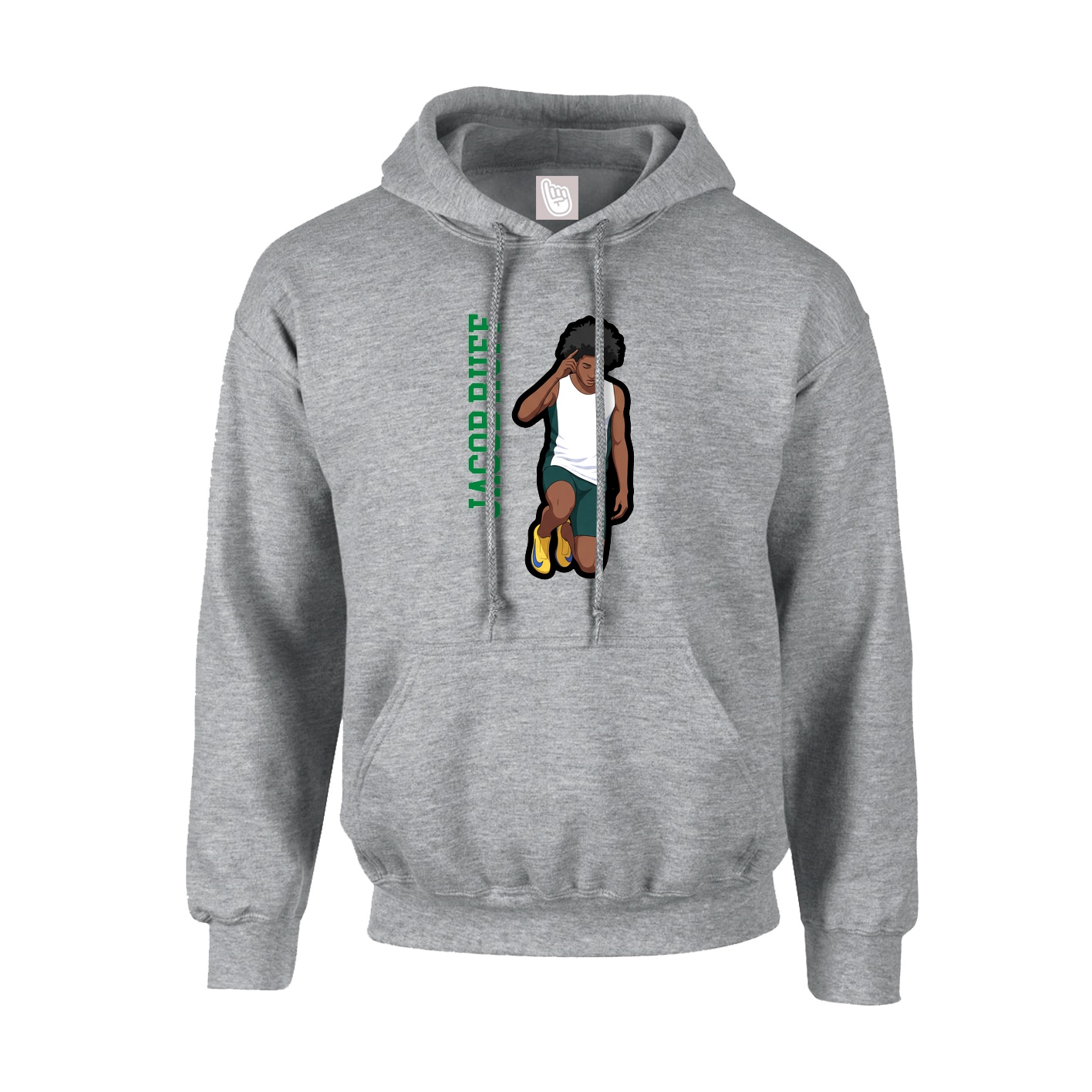 Hoodie — Name Vertical in Grey