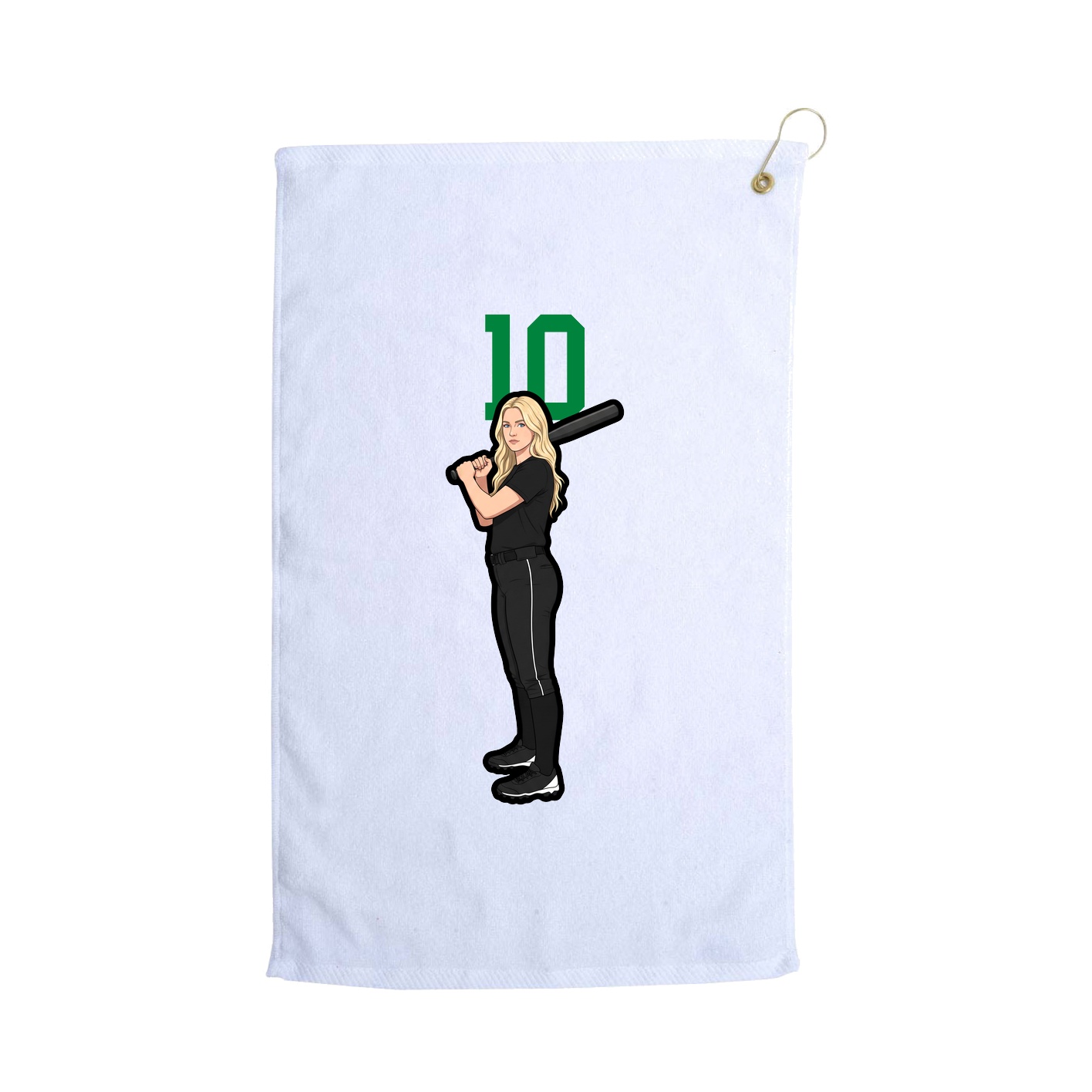 Golf Towel — Number Top in White