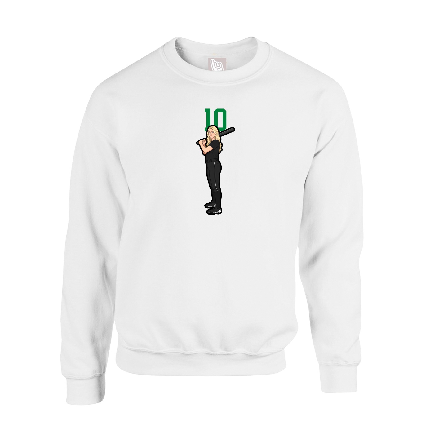Fleece Crew — Number Top in White