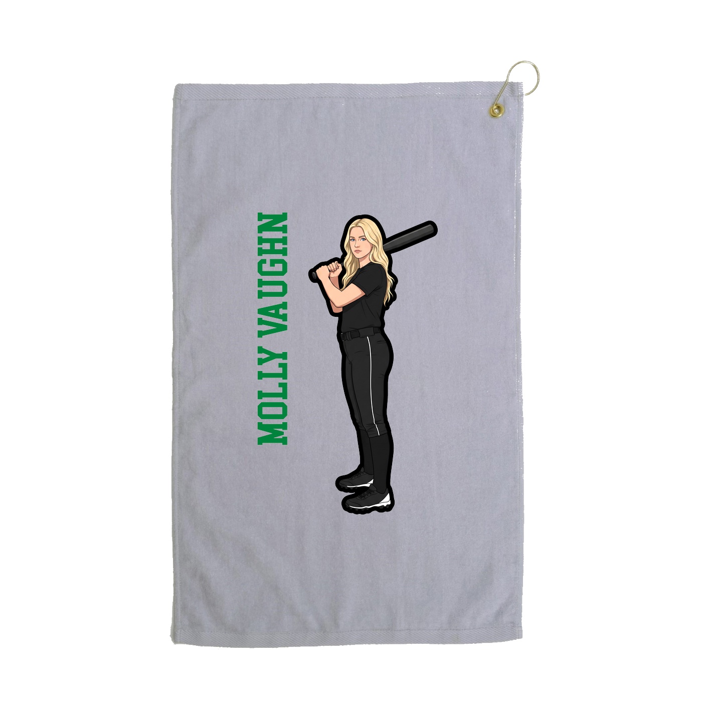 Golf Towel — Name Vertical in Grey