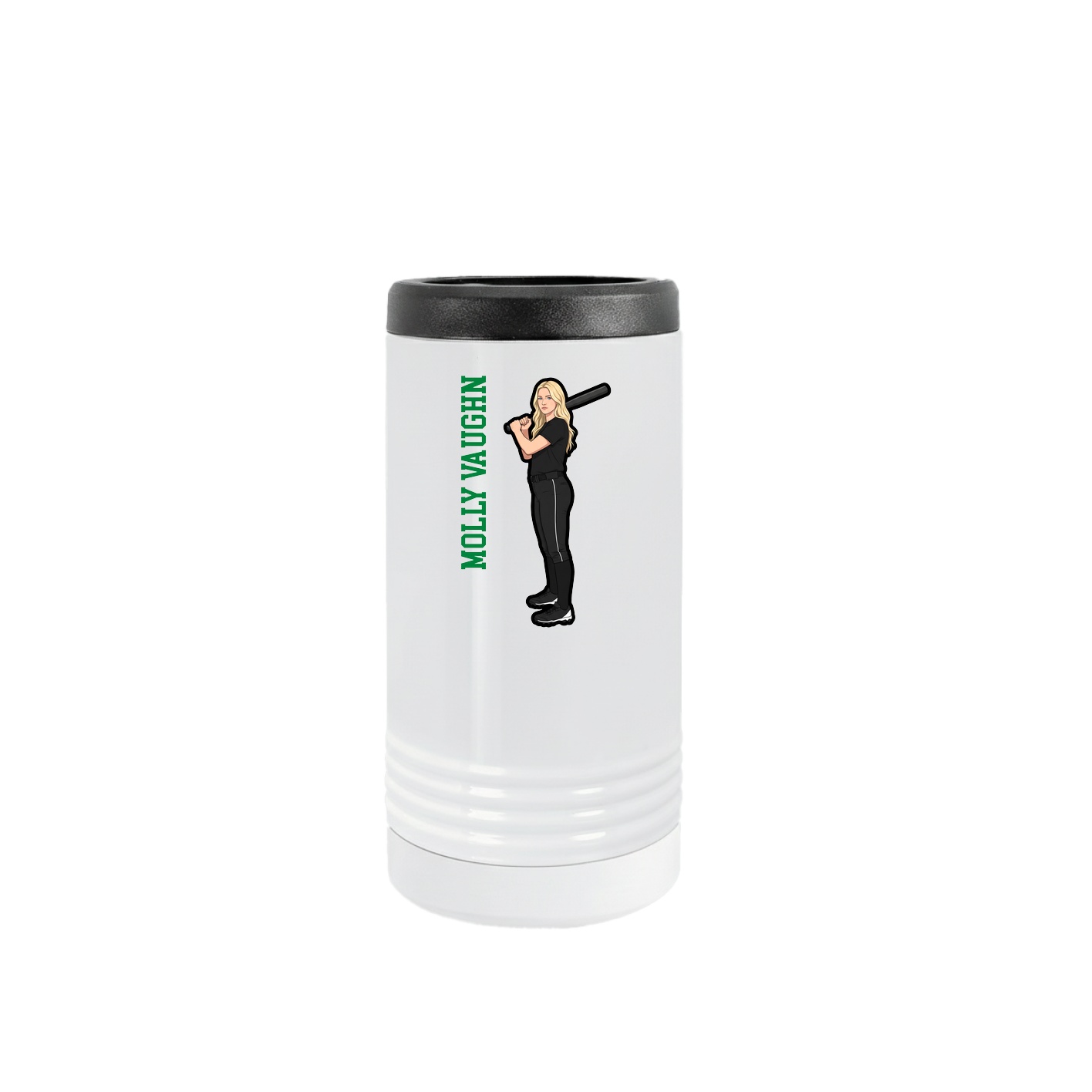 Slim Beverage Holder — Name Vertical in White