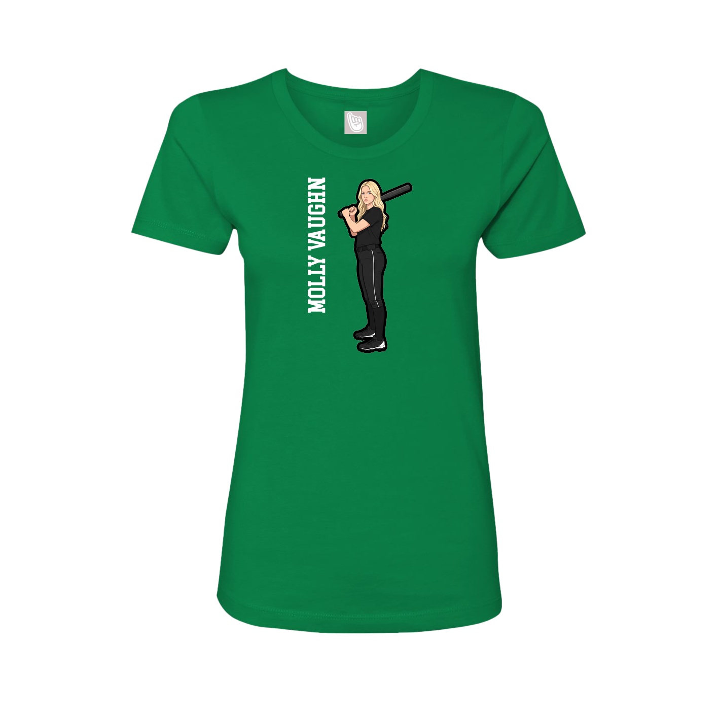 Fitted Women's Tee — Name Vertical in Green