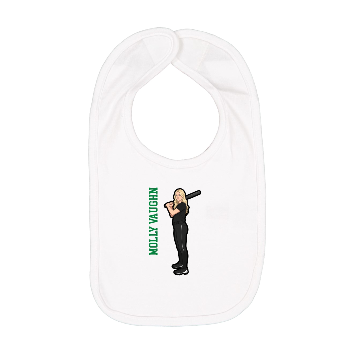 Infant Bib — Name Vertical in White