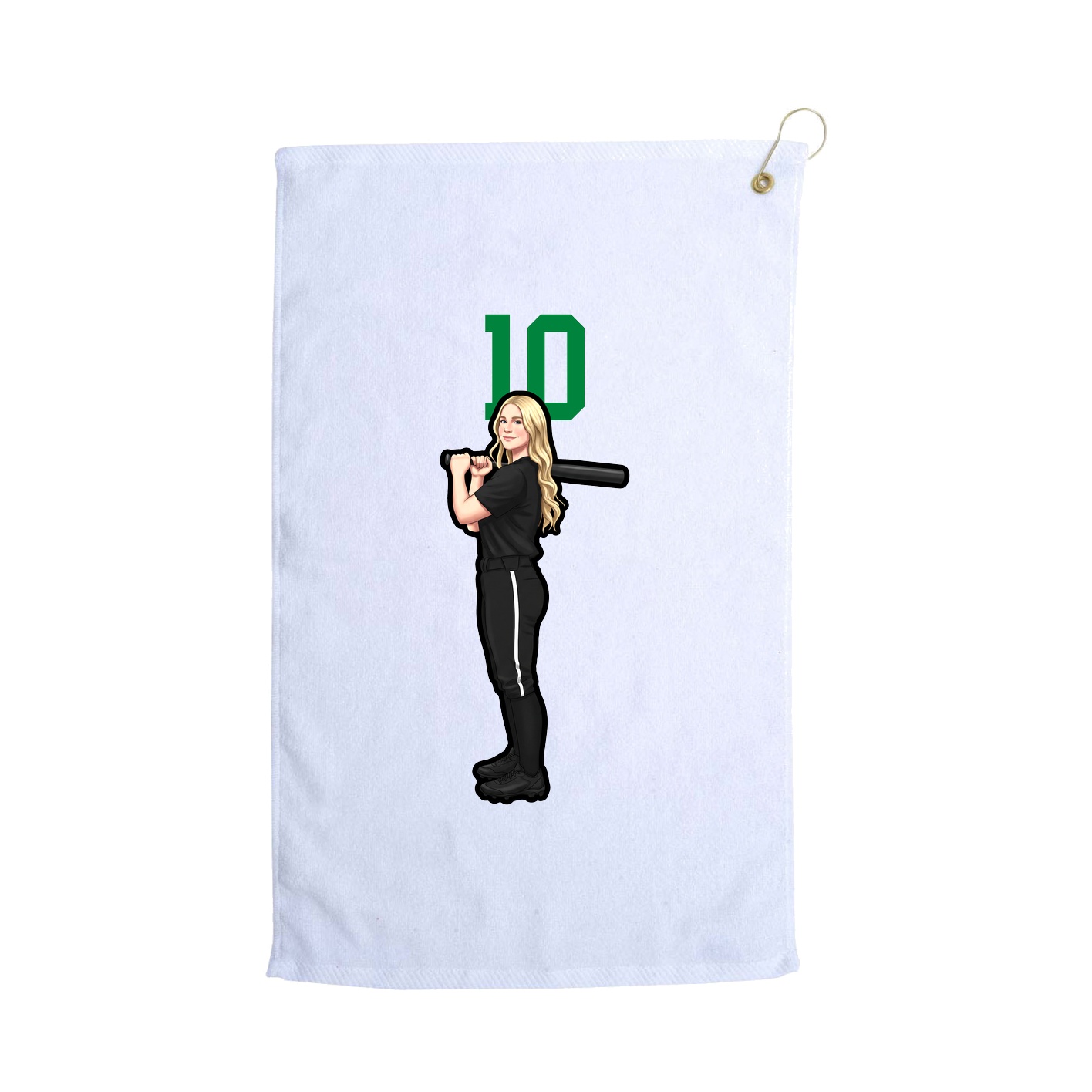 Golf Towel — Number Top in White