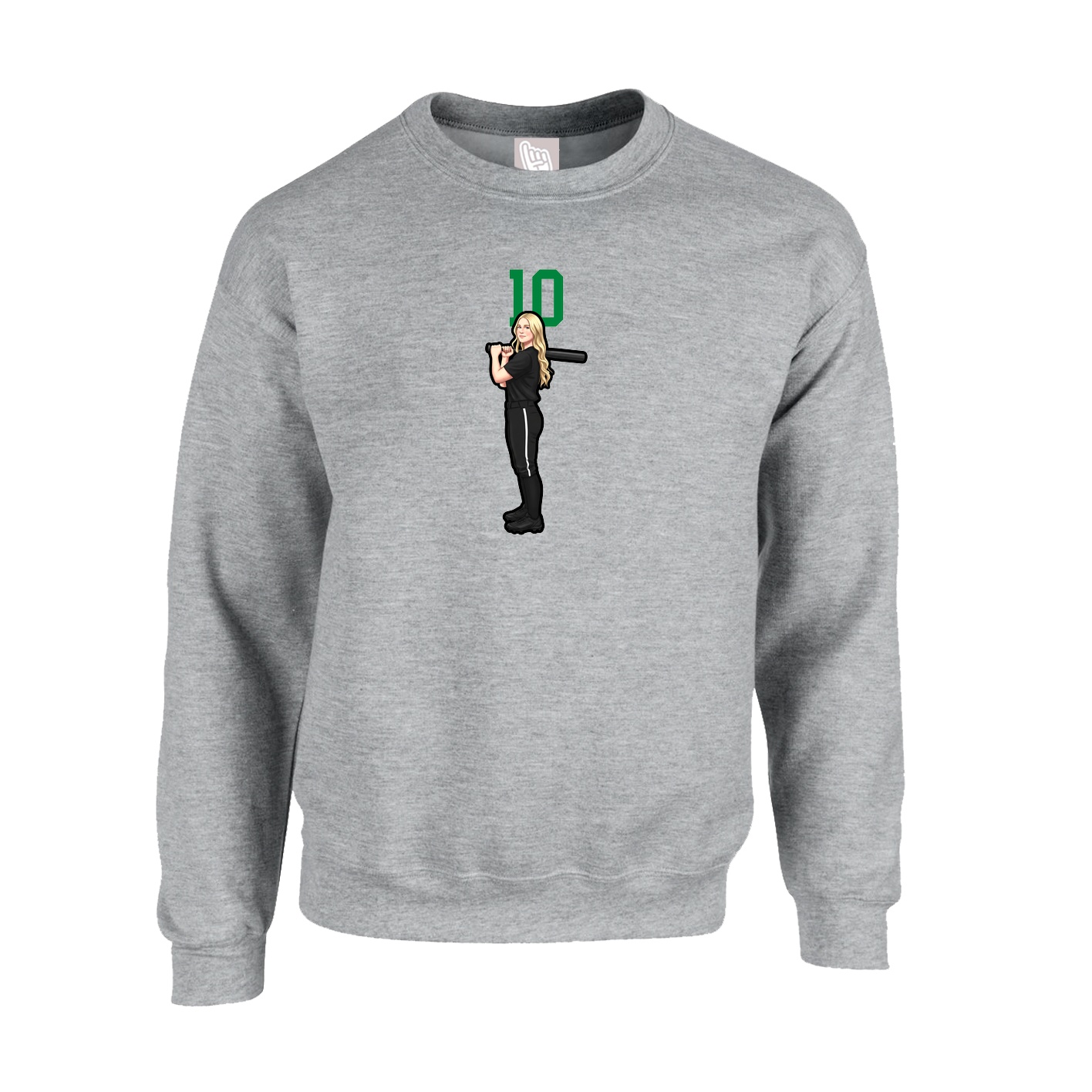 Fleece Crew — Number Top in Grey