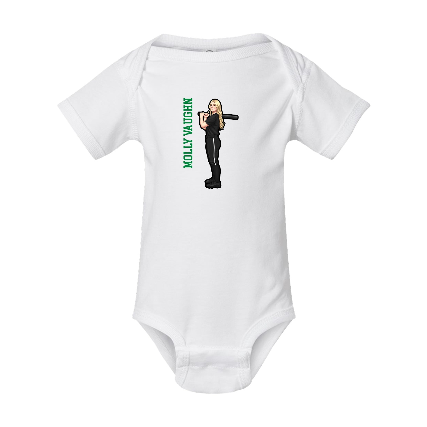 Baby Onesie — Name Vertical in White