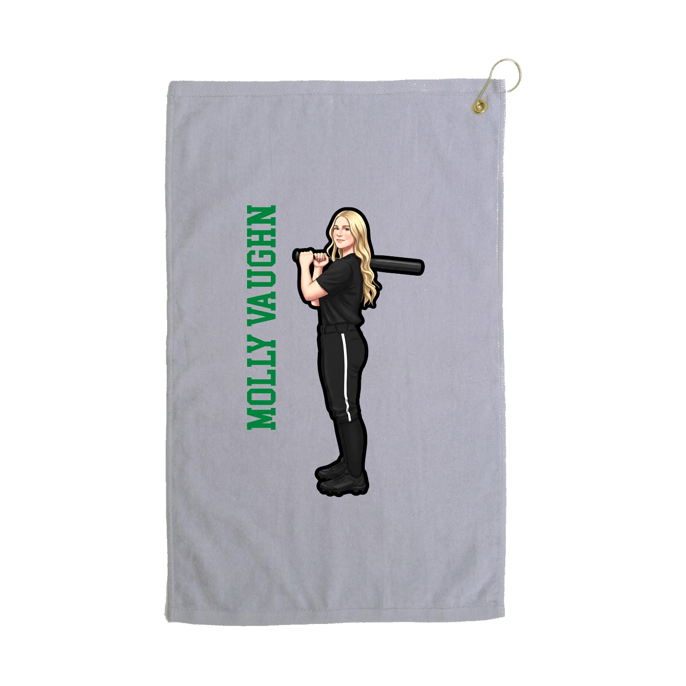 Golf Towel — Name Vertical in Grey