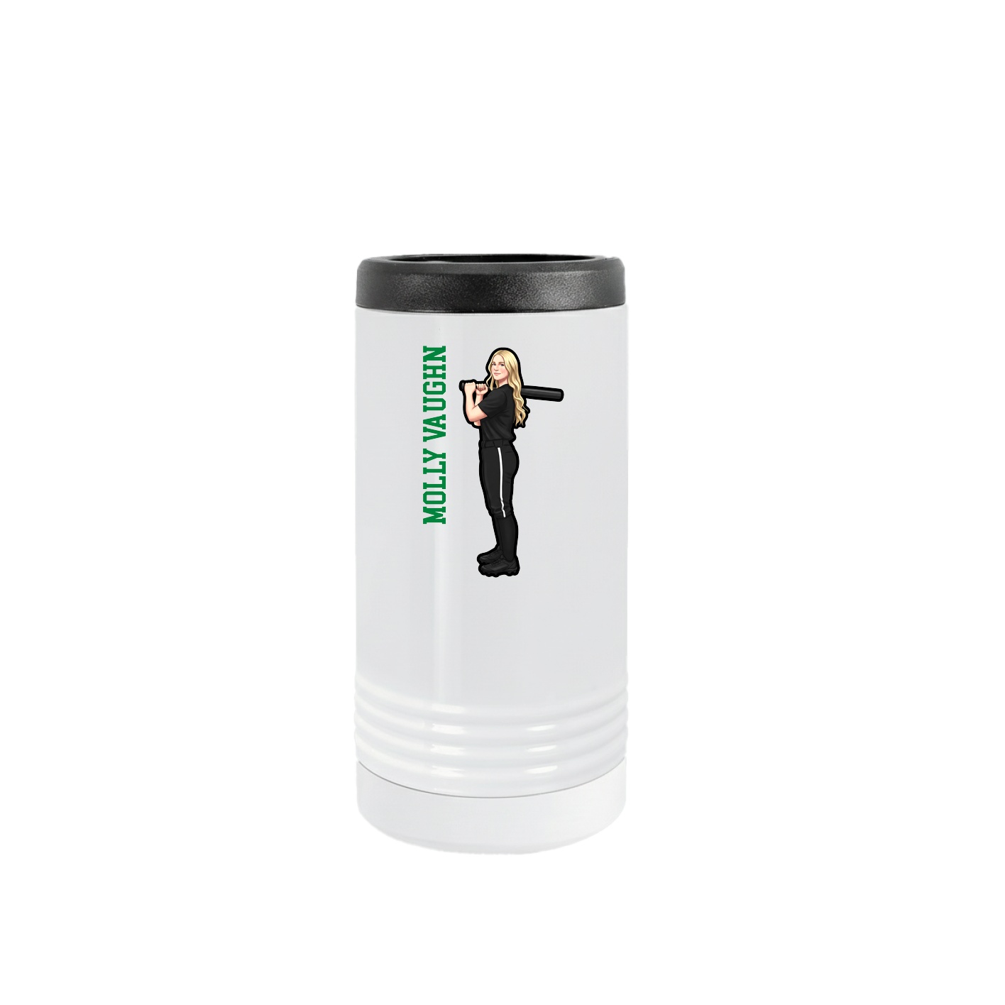 Slim Beverage Holder — Name Vertical in White