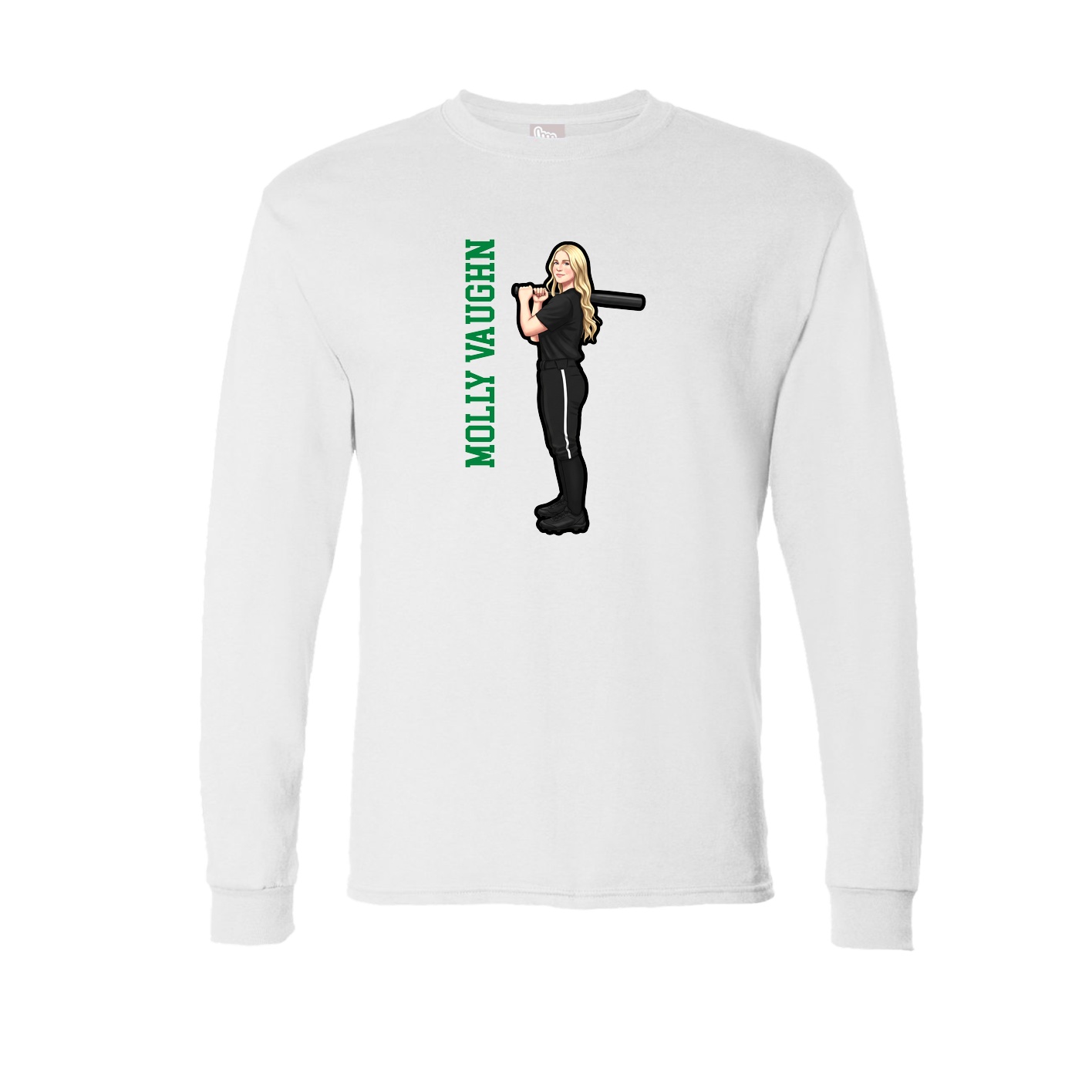 Long Sleeve Tee — Name Vertical in White