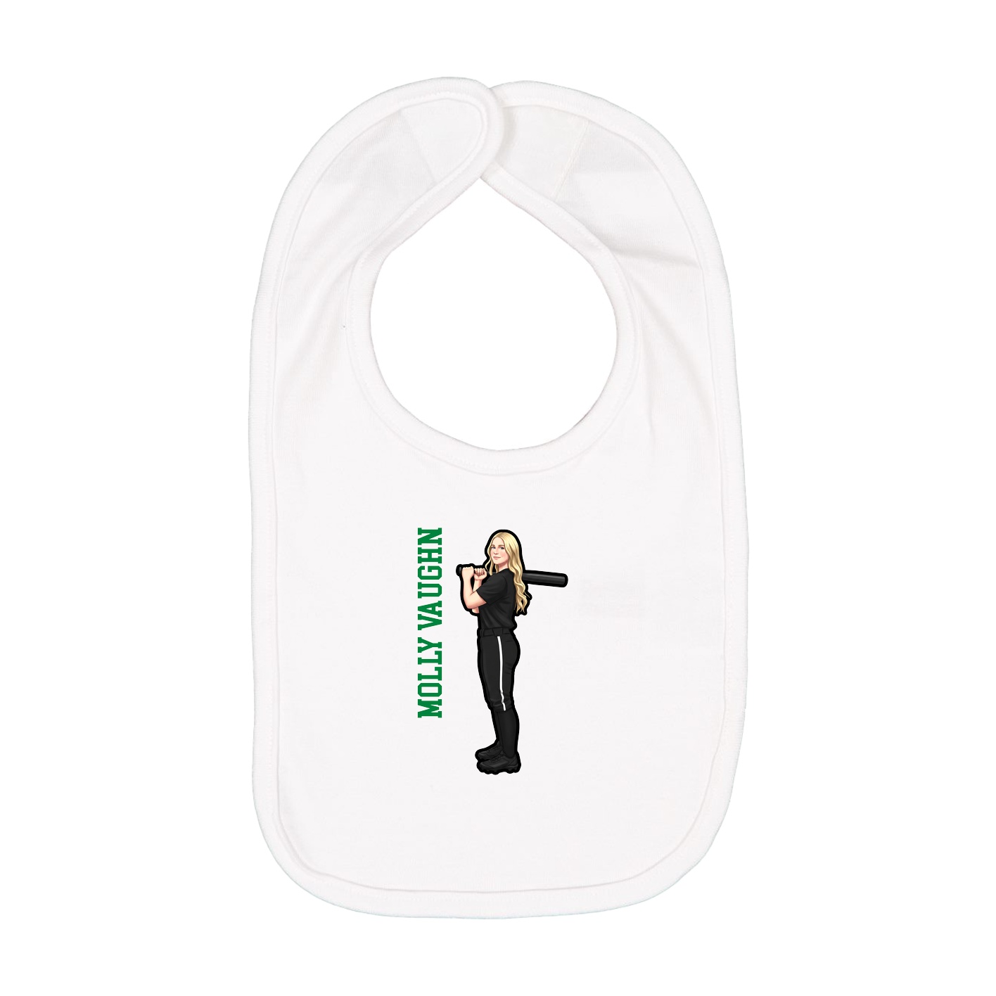 Infant Bib — Name Vertical in White