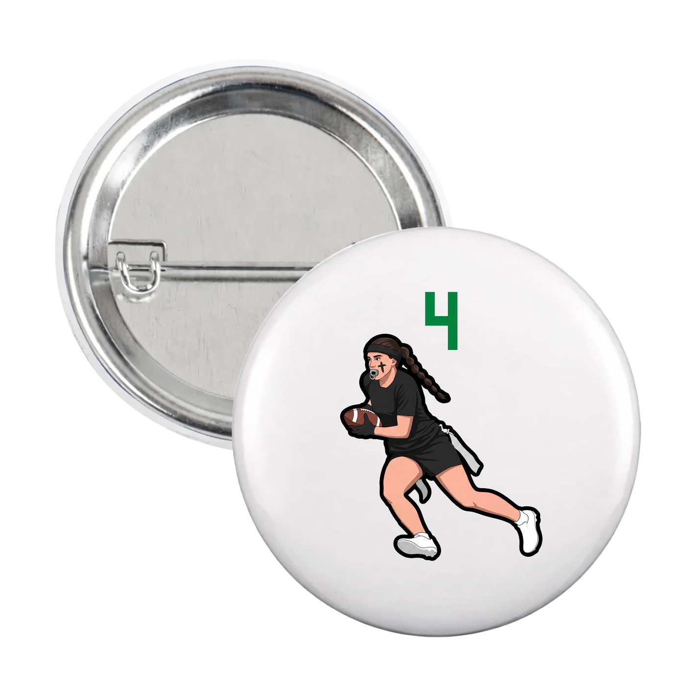 Game Day Button — Number Top in White