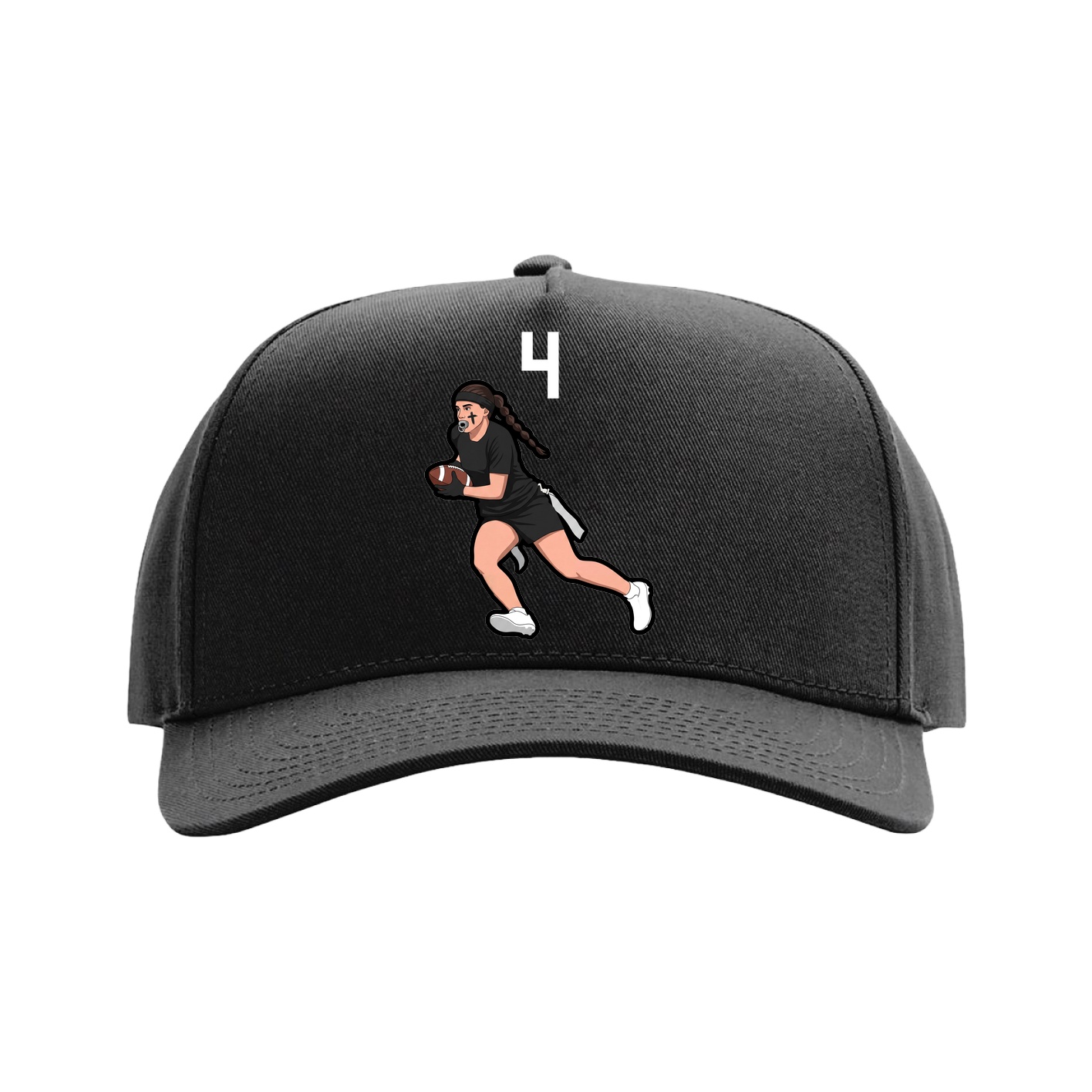 Full Fabric Five-Panel Champ Cap — Number Top in Black