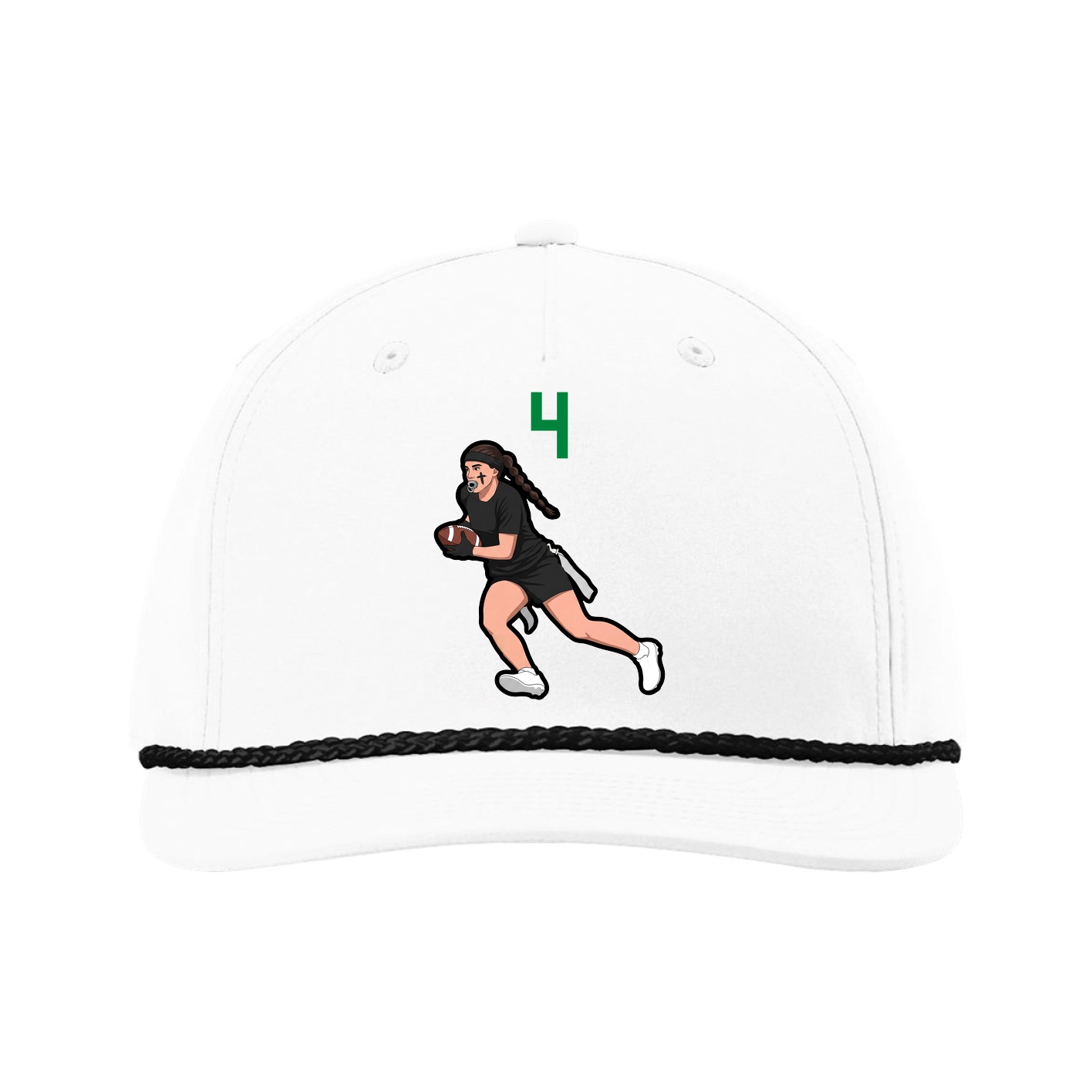 Five-Panel Classic Rope Cap — Number Top in White
