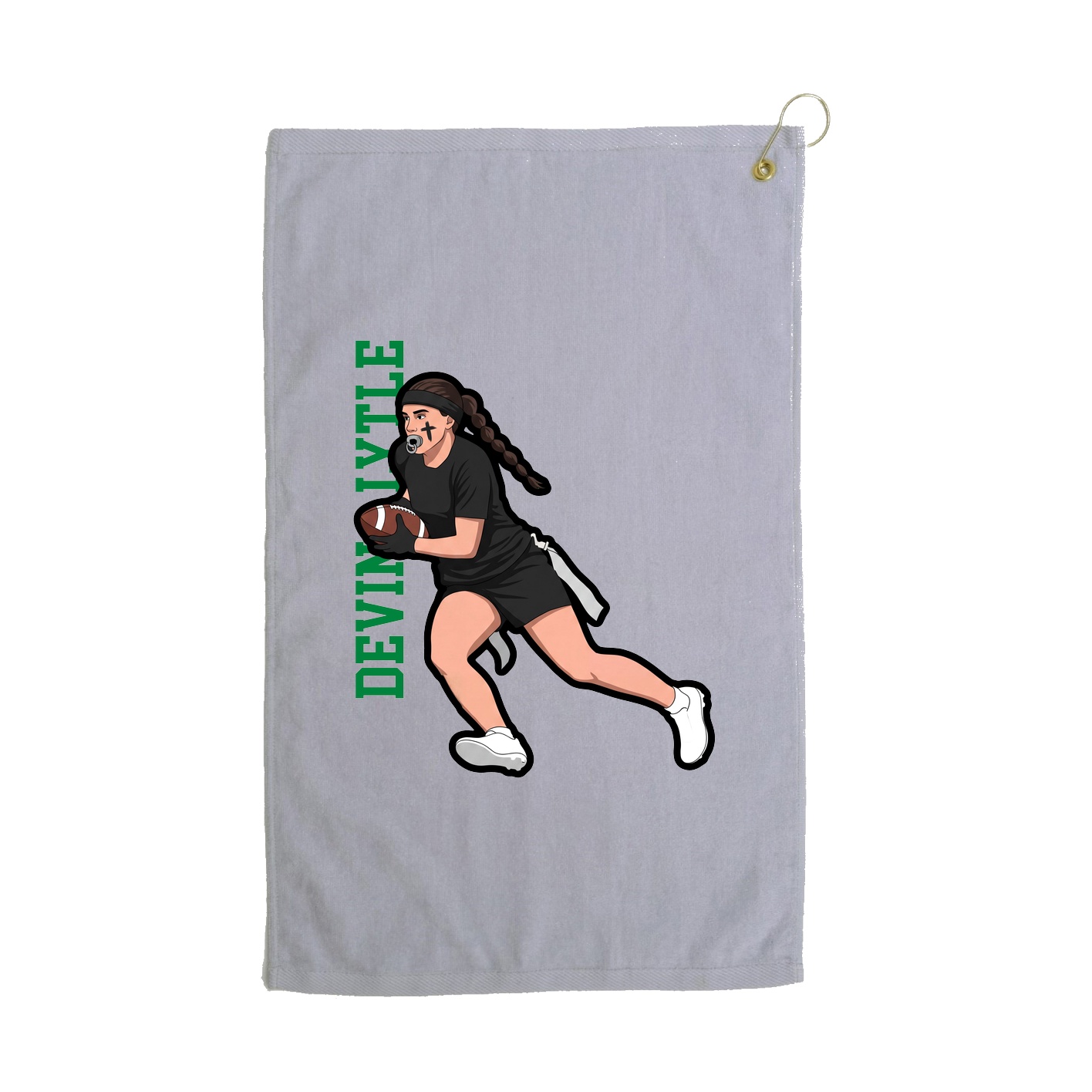 Golf Towel — Name Vertical in Grey