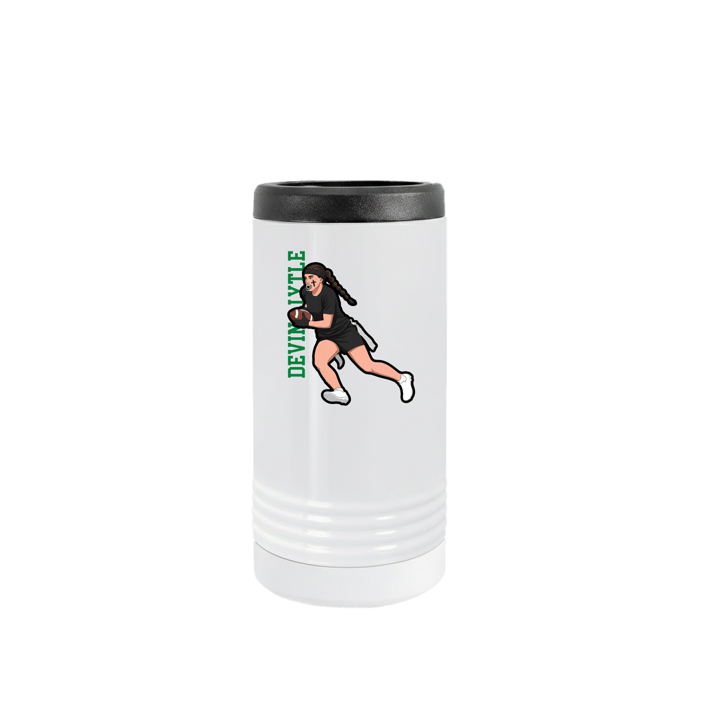 Slim Beverage Holder — Name Vertical in White