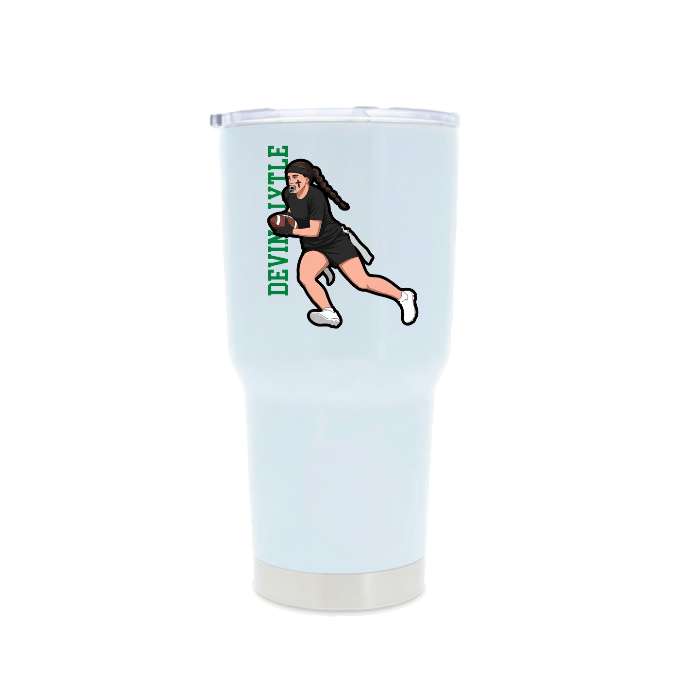 30oz Stainless Steel Tumbler — Name Vertical in White