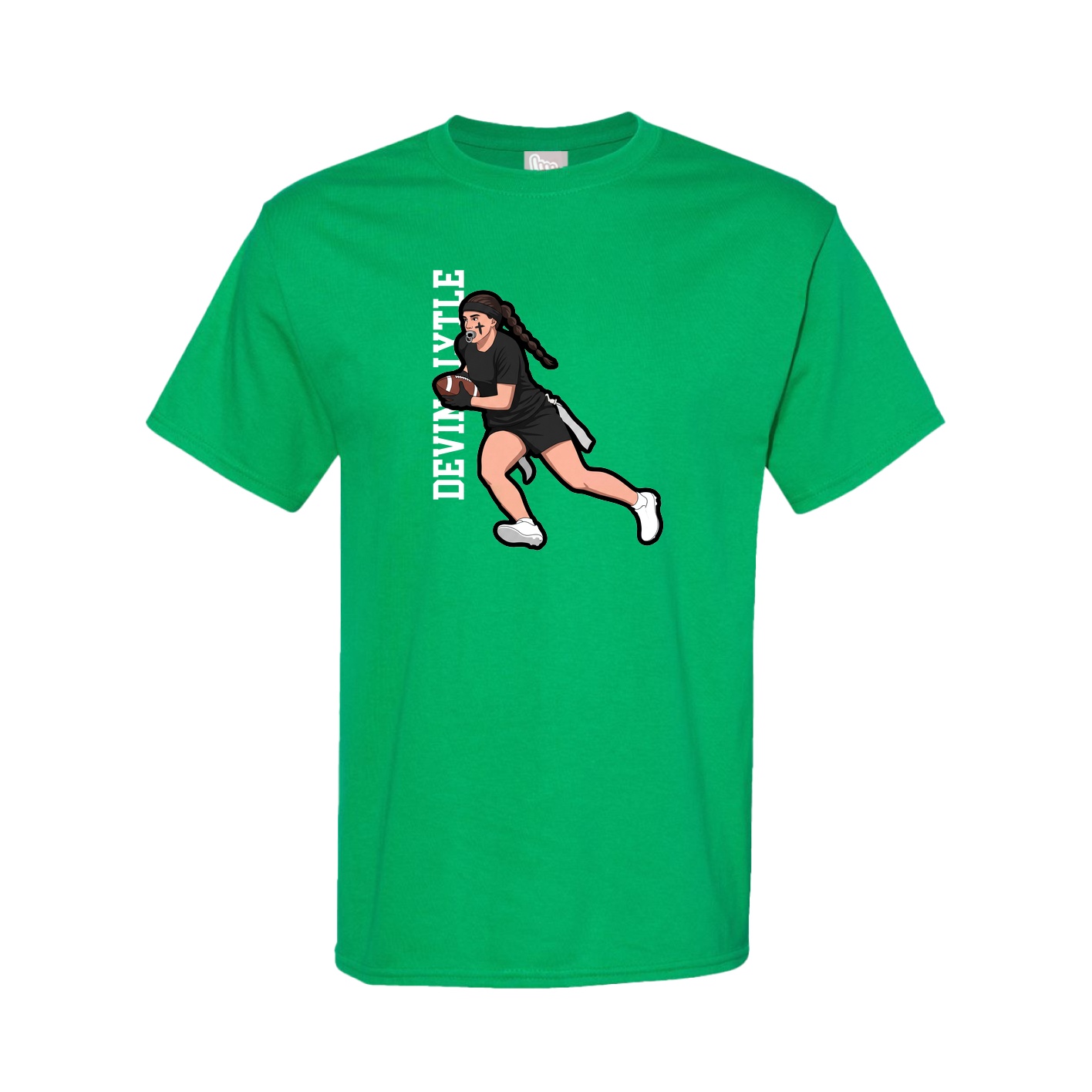 Youth Tee — Name Vertical in Green