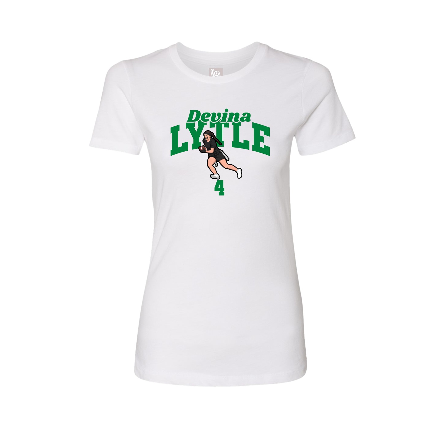 Fitted Women's Tee — Signature Arch in White