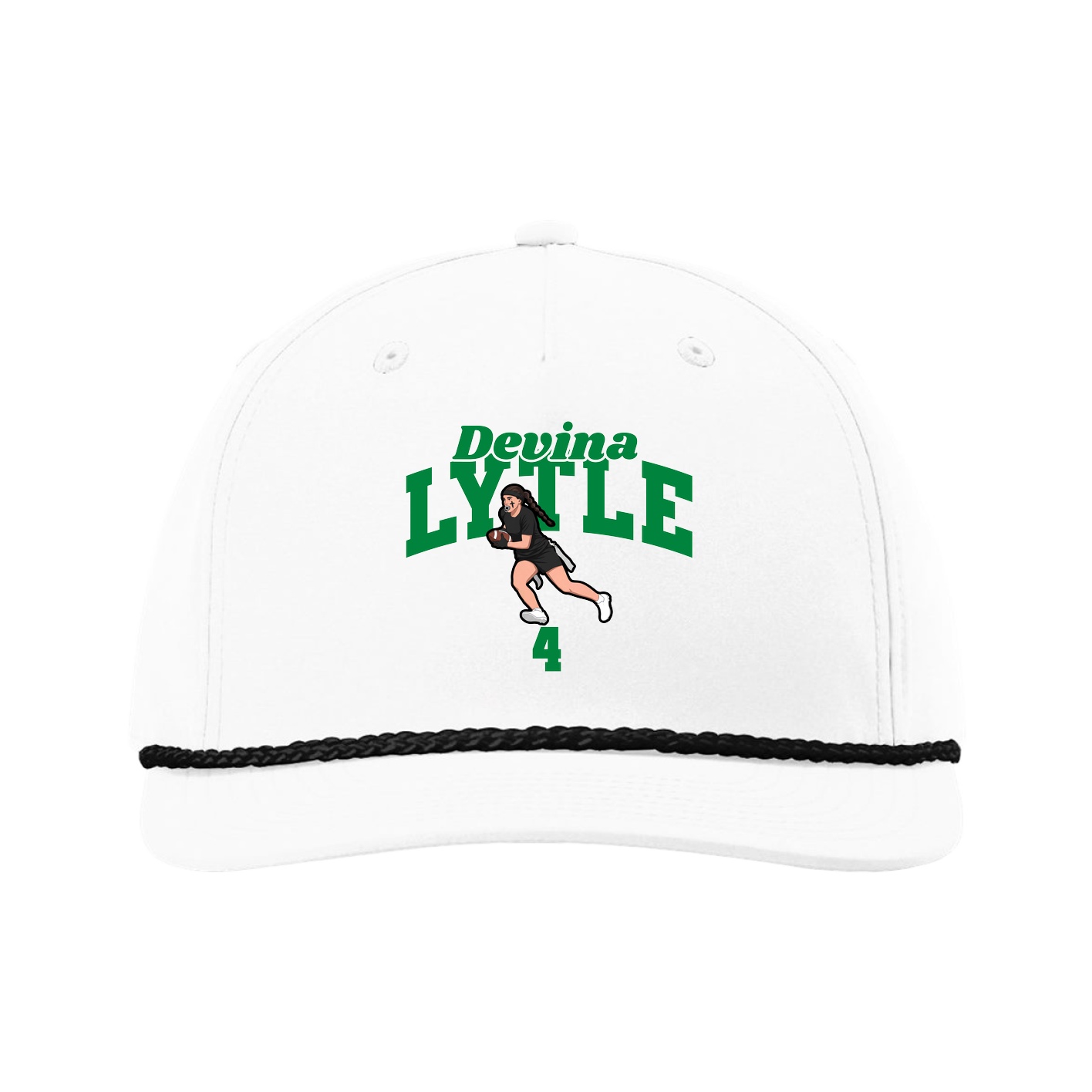 Five-Panel Classic Rope Cap — Signature Arch in White