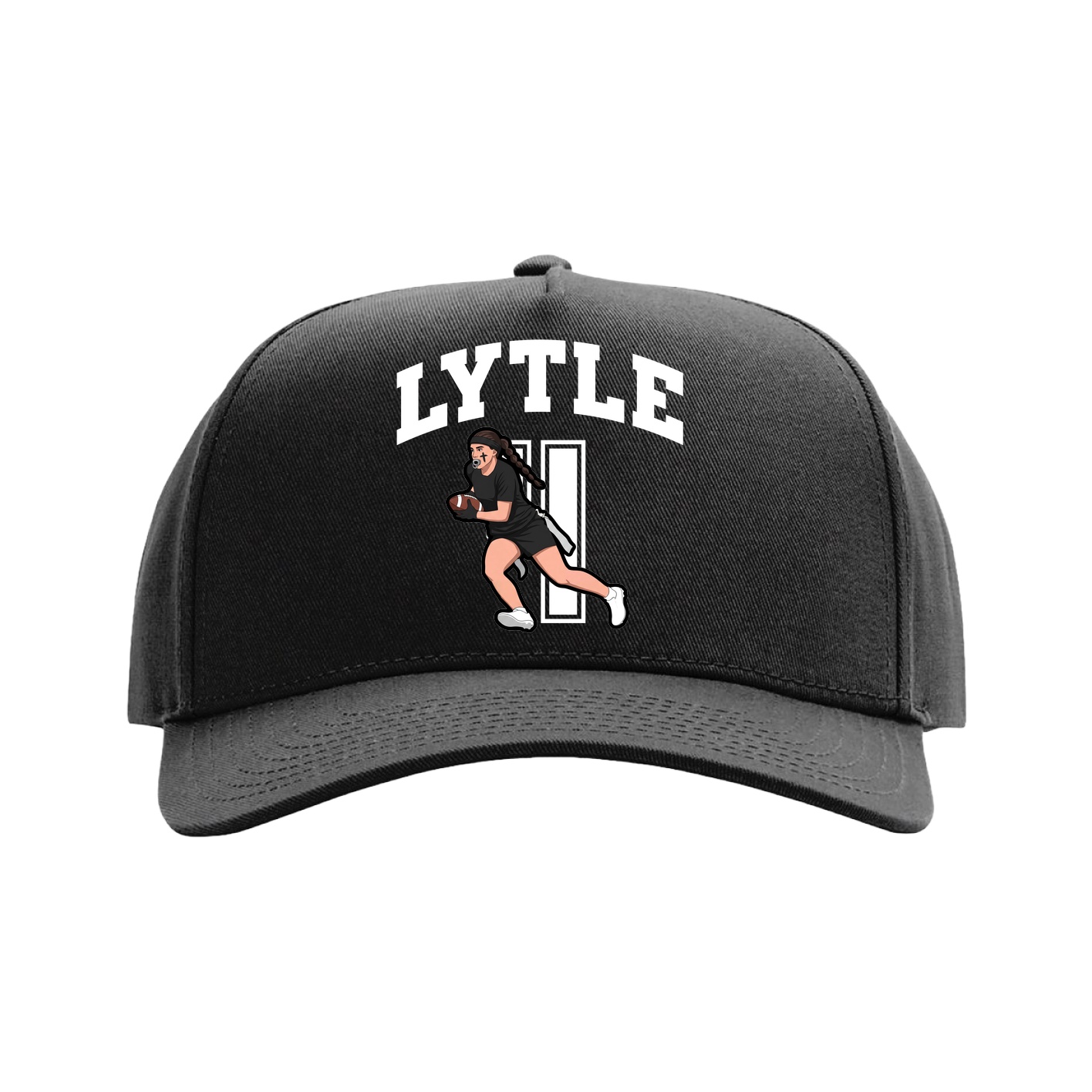 Full Fabric Five-Panel Champ Cap — Number in Black