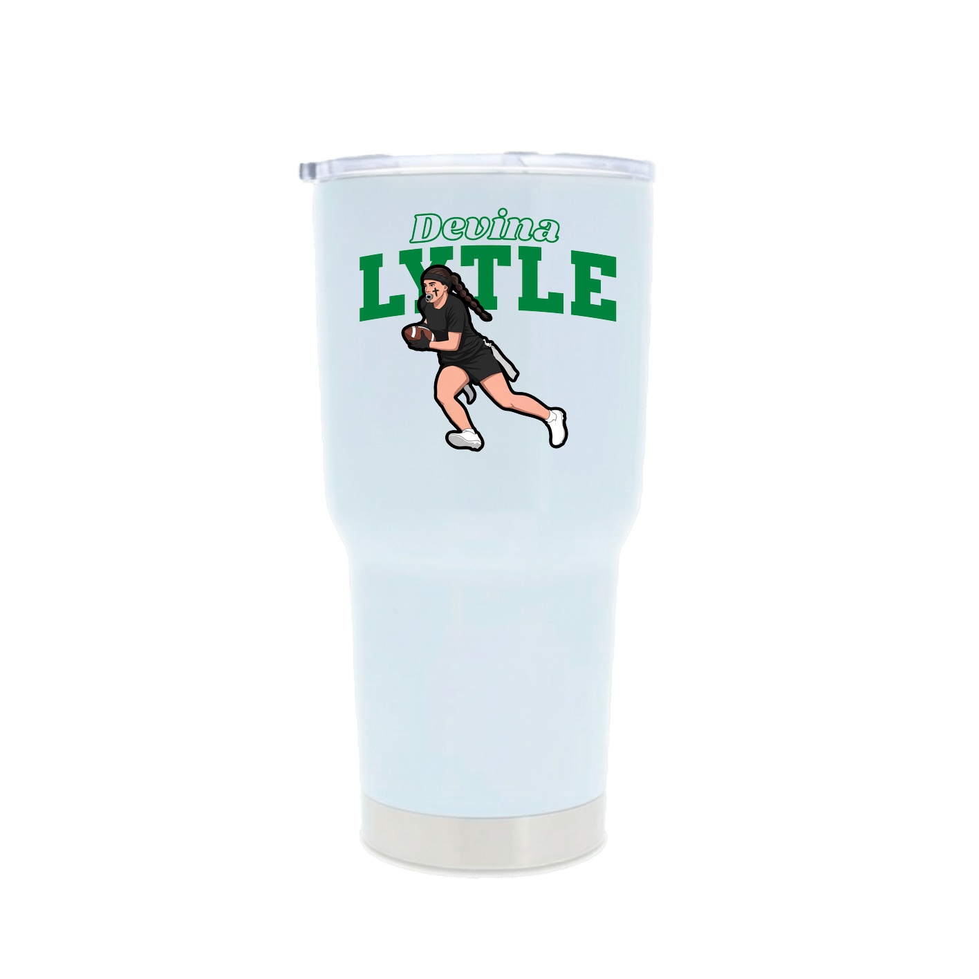 30oz Stainless Steel Tumbler — Name Arch in White
