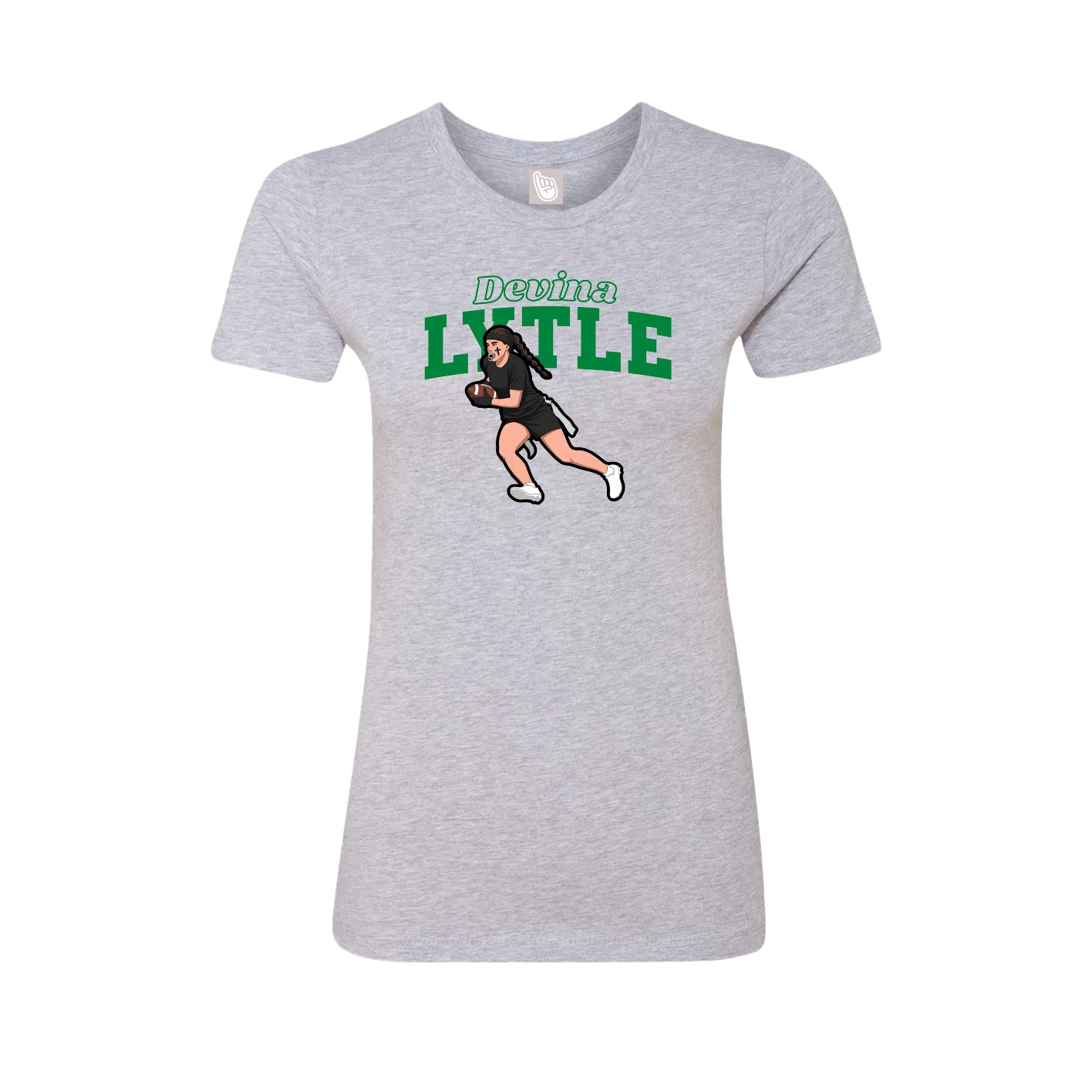 Fitted Women's Tee — Name Arch in Grey