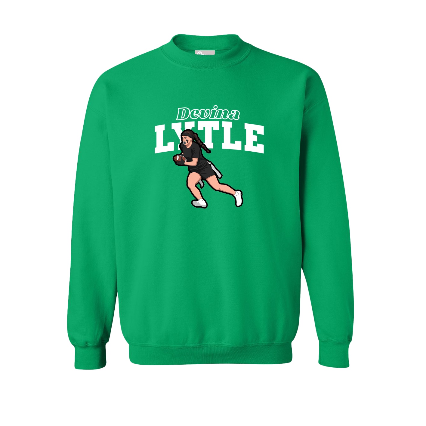 Fleece Crew — Name Arch in Green