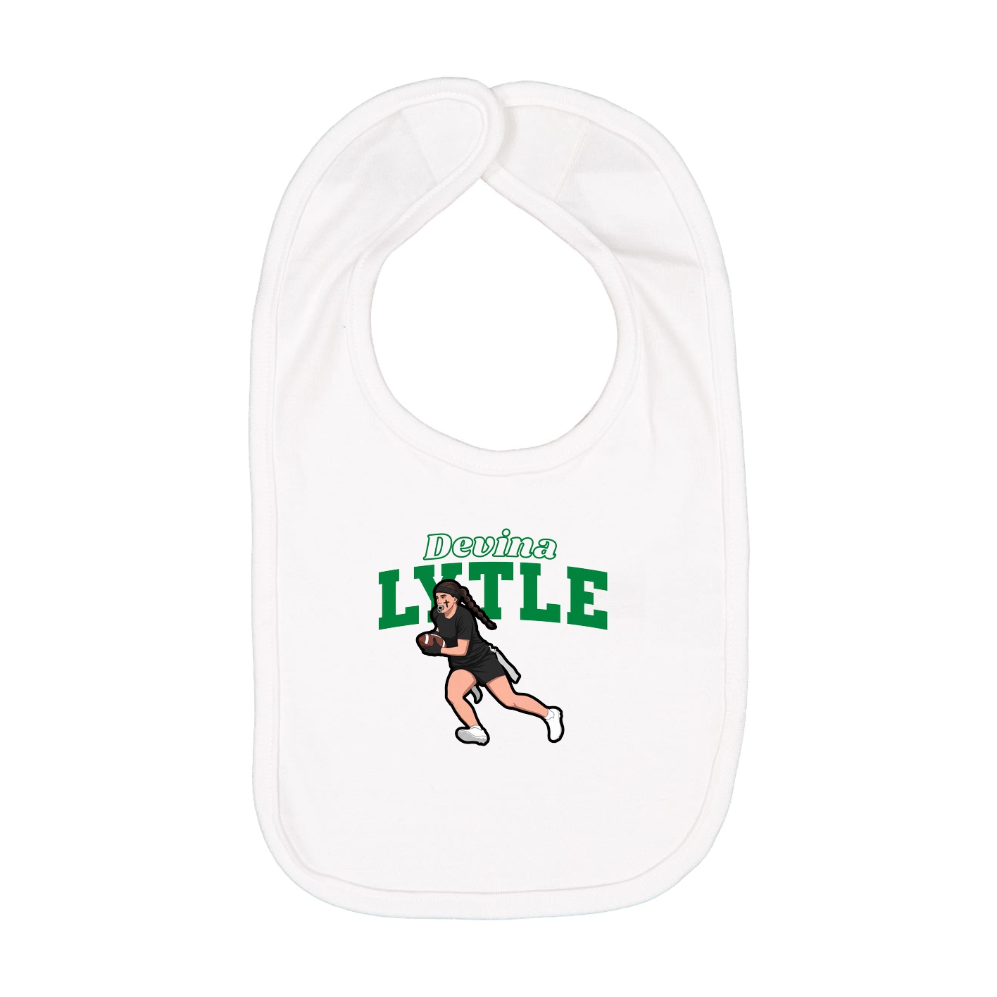 Infant Bib — Name Arch in White