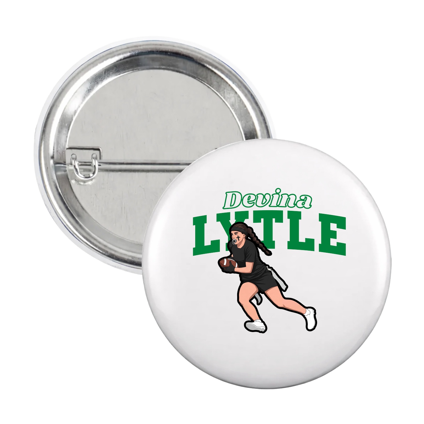 Game Day Button — Name Arch in White
