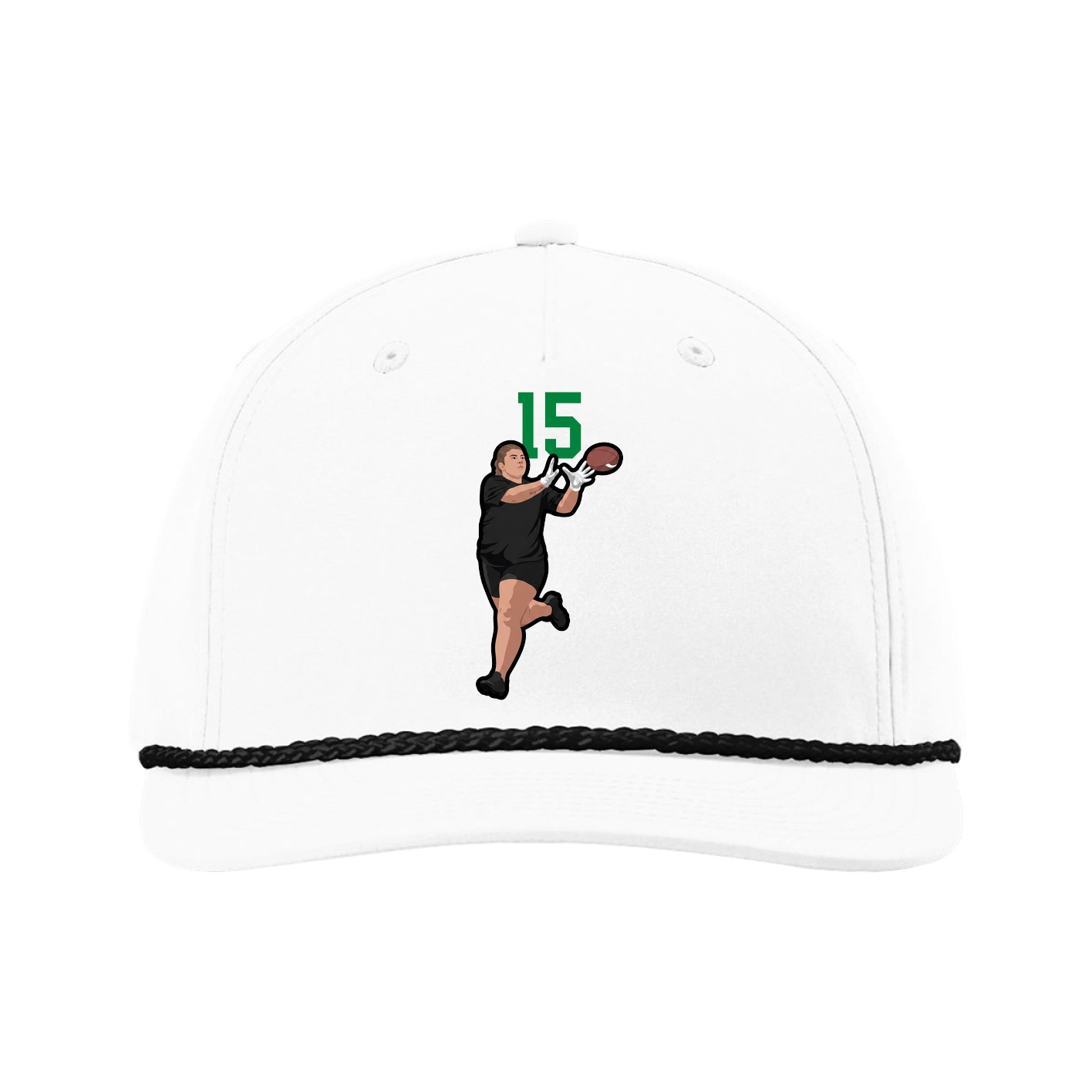 Five-Panel Classic Rope Cap — Number Top in White