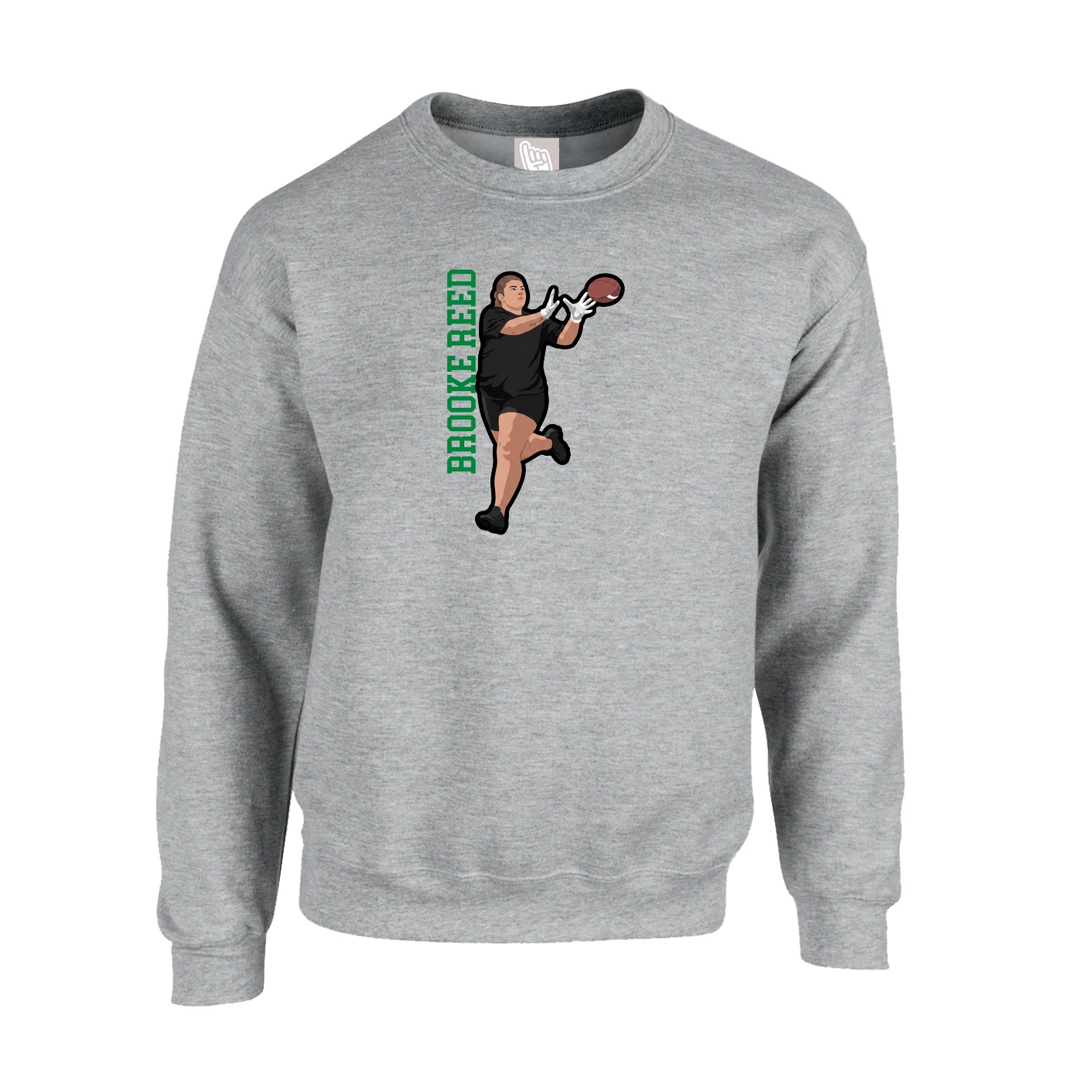 Fleece Crew — Name Vertical in Grey