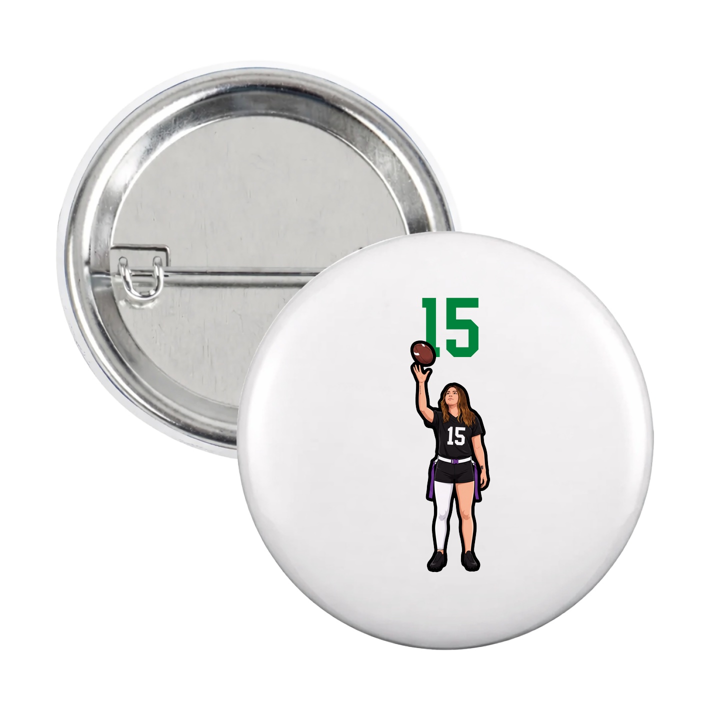 Game Day Button — Number Top in White