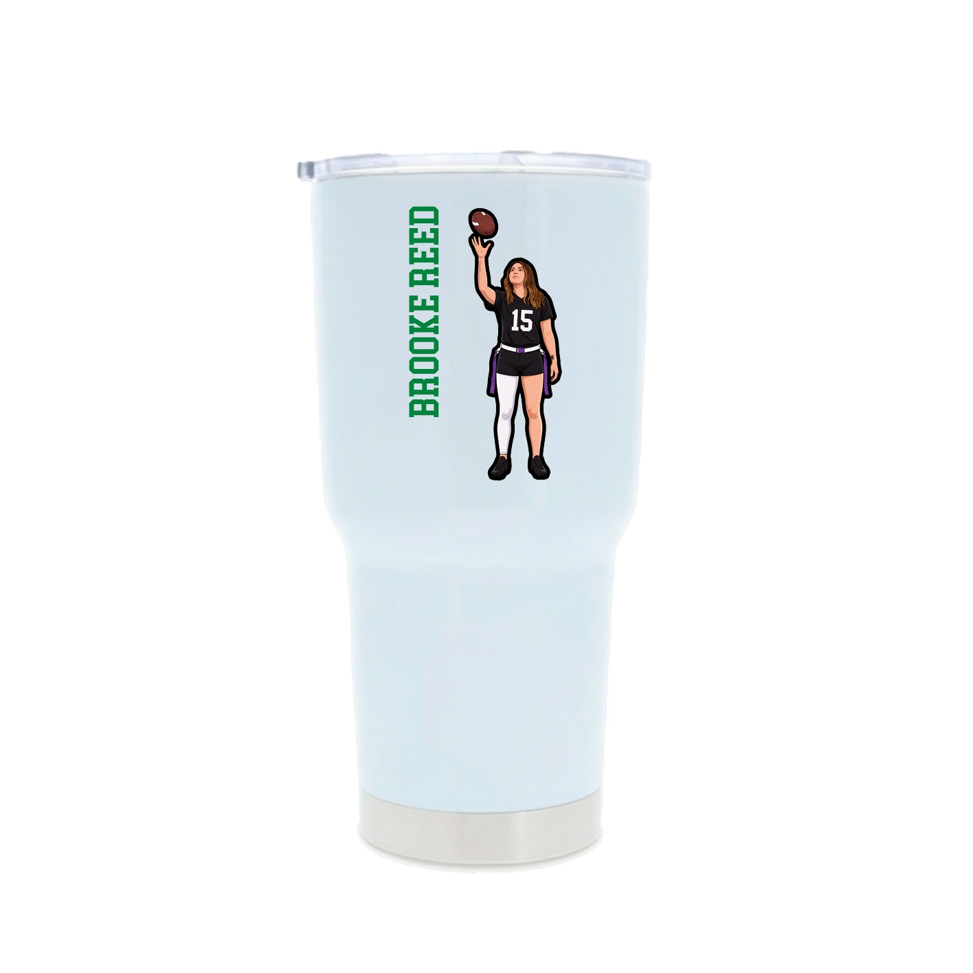 30oz Stainless Steel Tumbler — Name Vertical in White