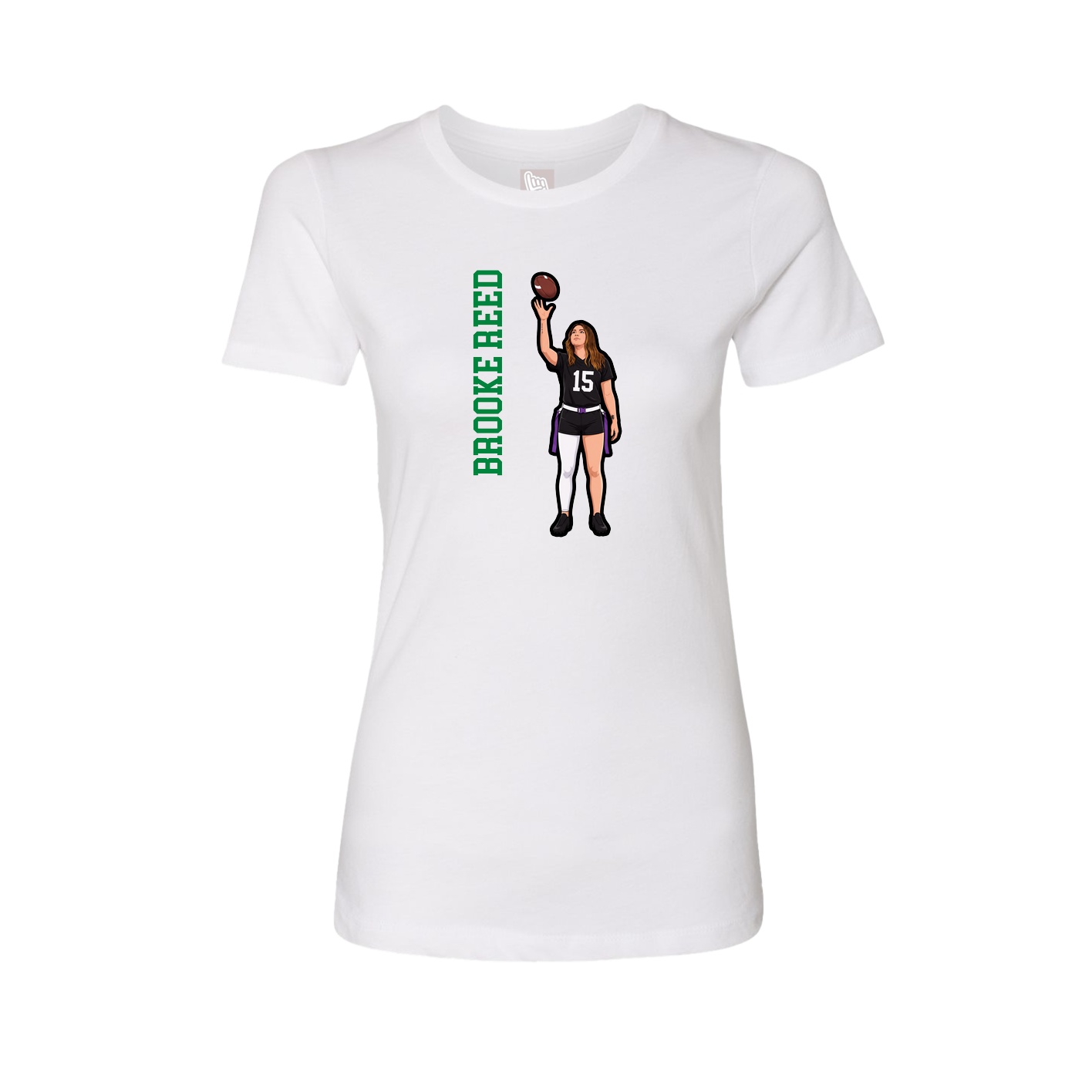 Fitted Women's Tee — Name Vertical in White