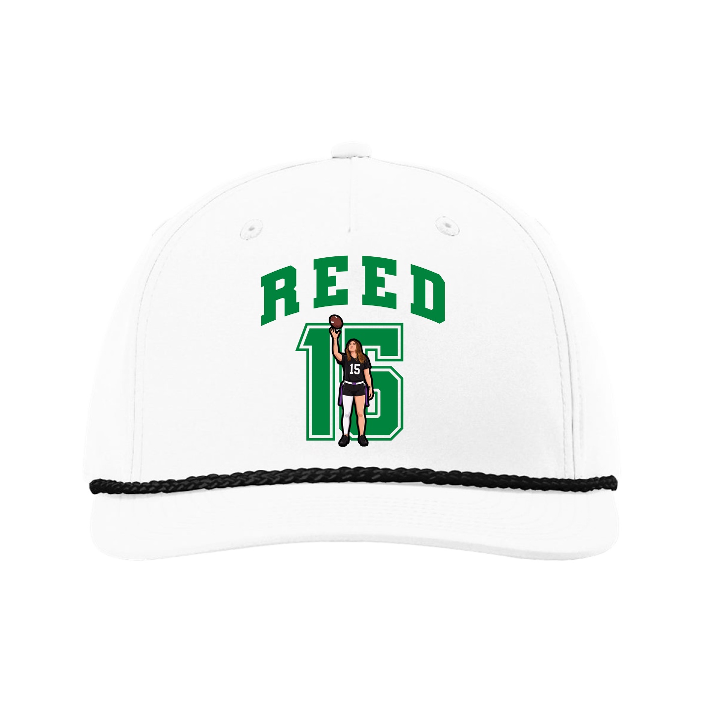 Five-Panel Classic Rope Cap — Number in White