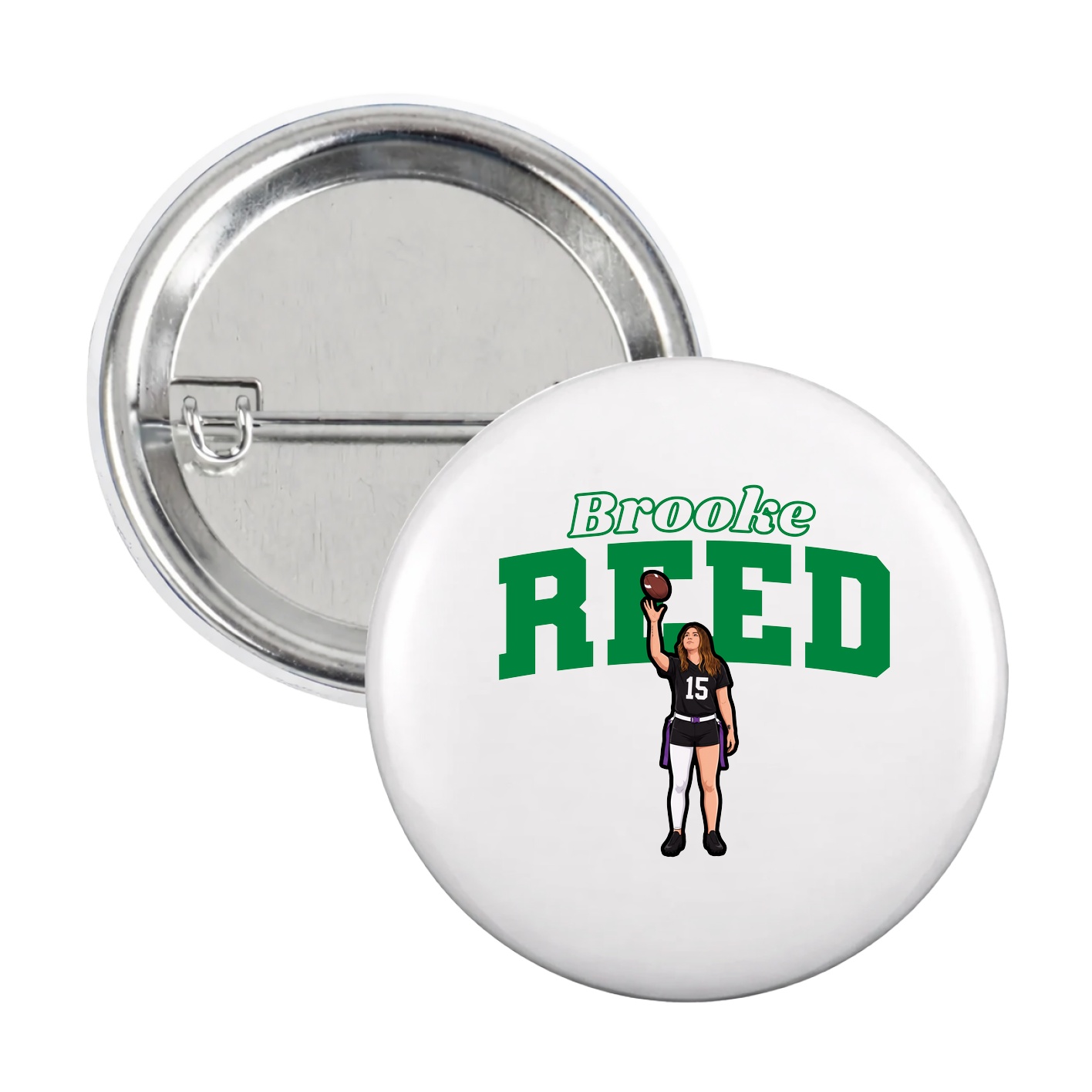 Game Day Button — Name Arch in White