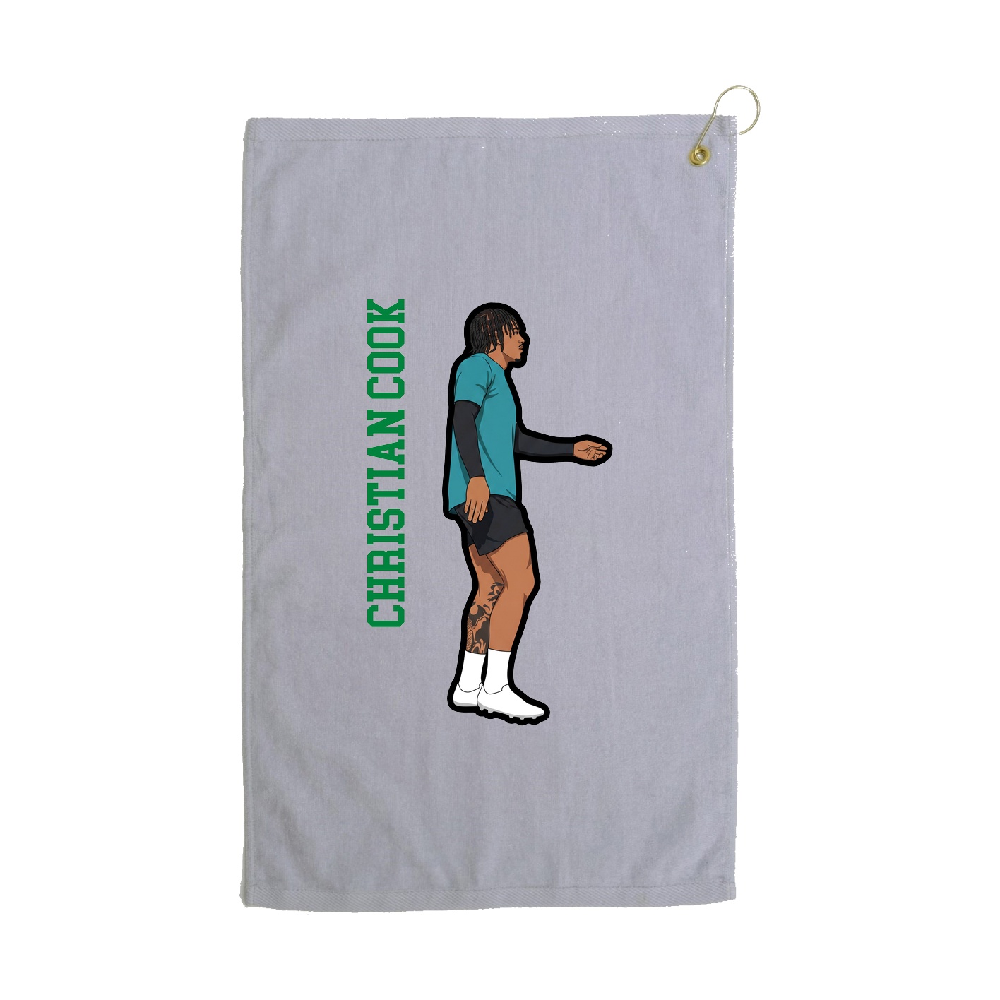 Golf Towel — Name Vertical in Grey