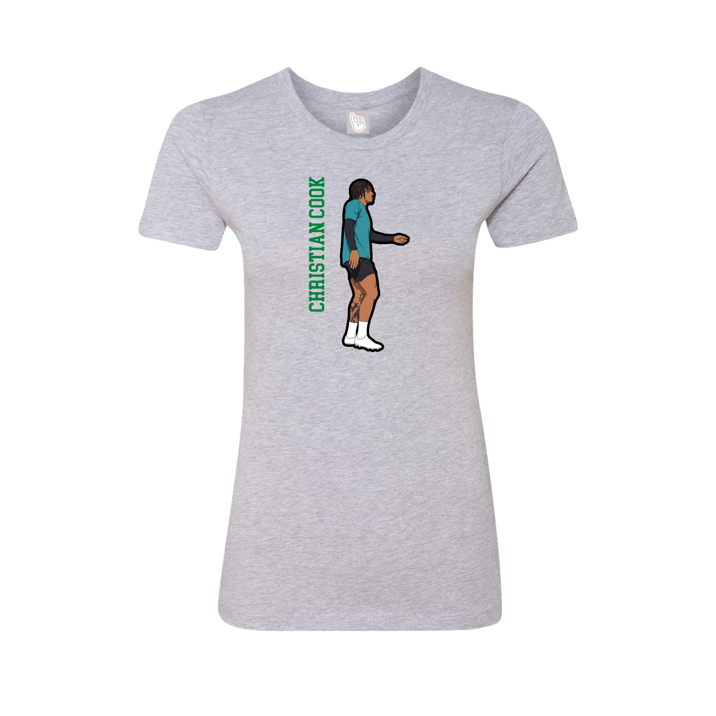Fitted Women's Tee — Name Vertical in Grey