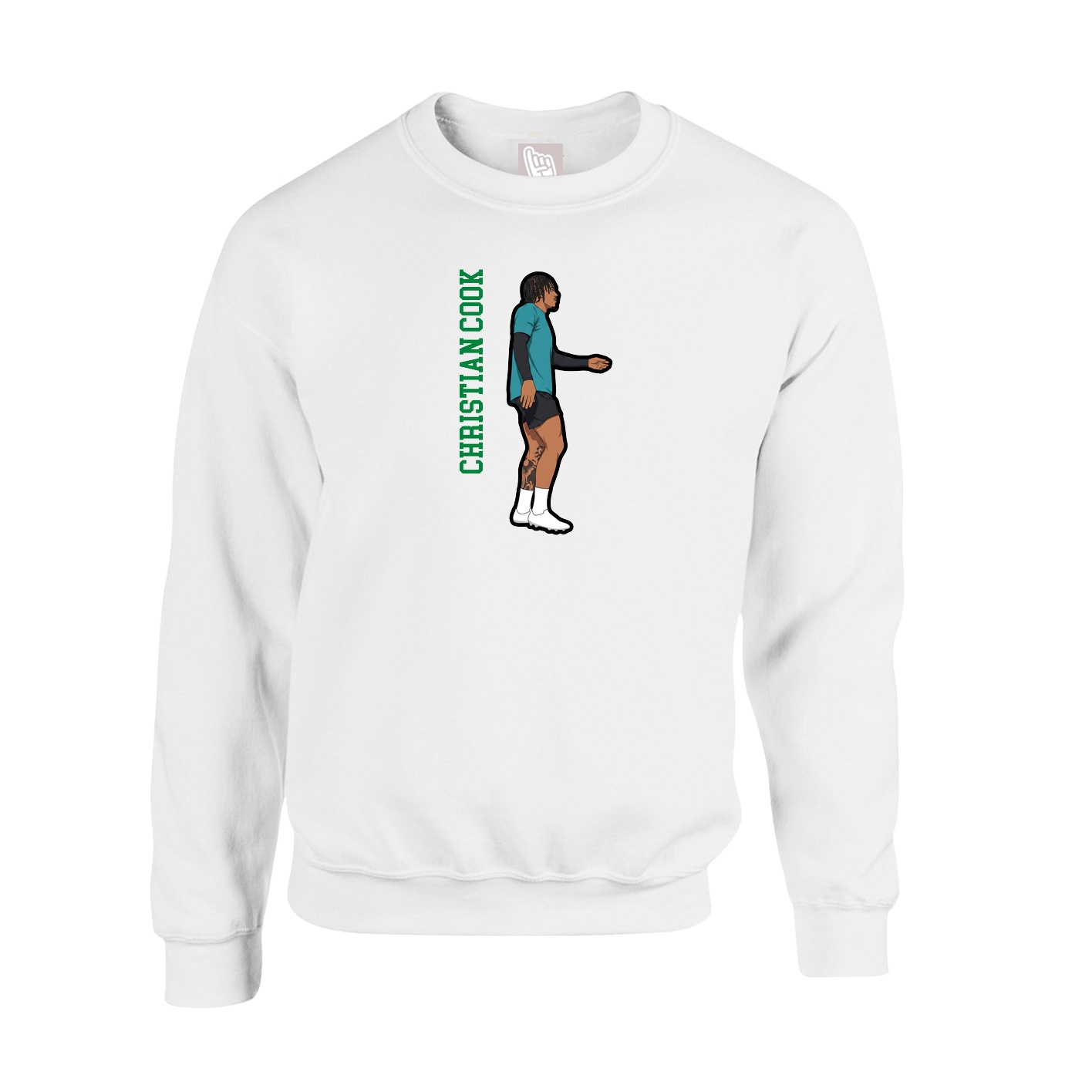 Fleece Crew — Name Vertical in White