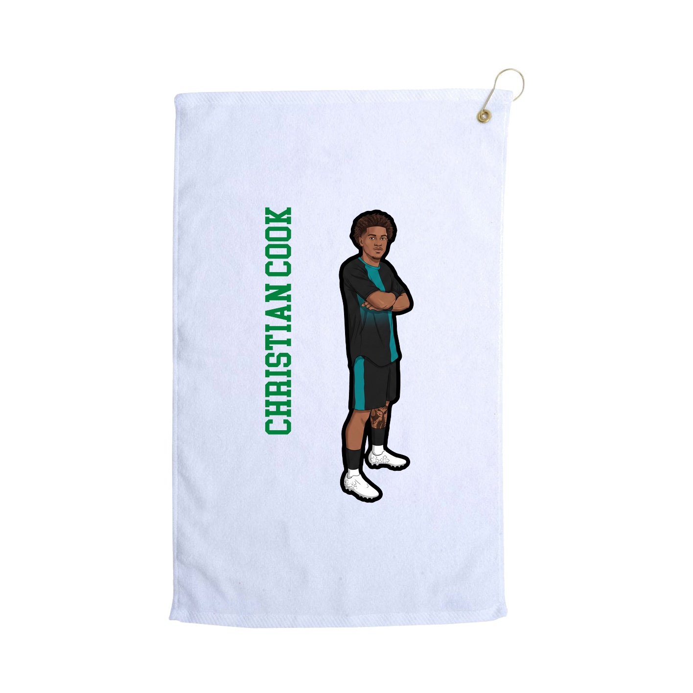 Golf Towel — Name Vertical in White