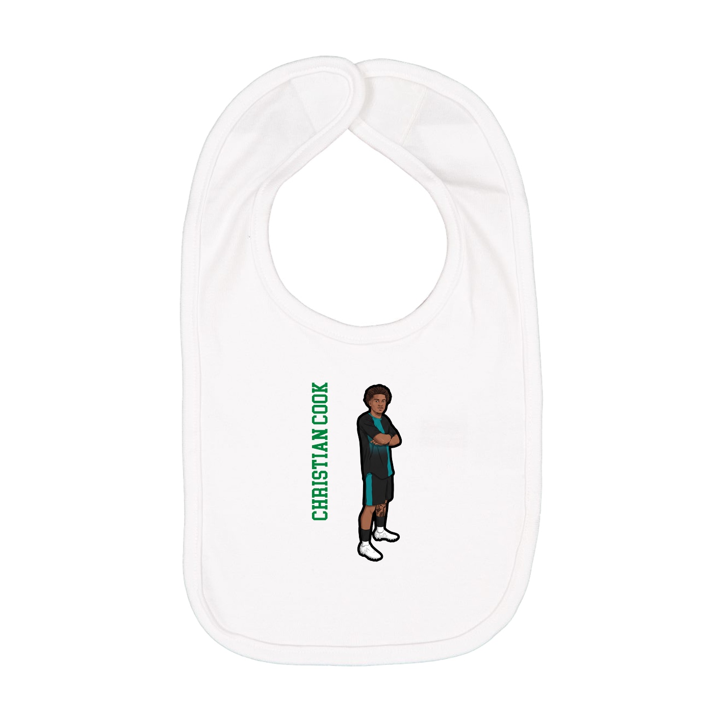 Infant Bib — Name Vertical in White