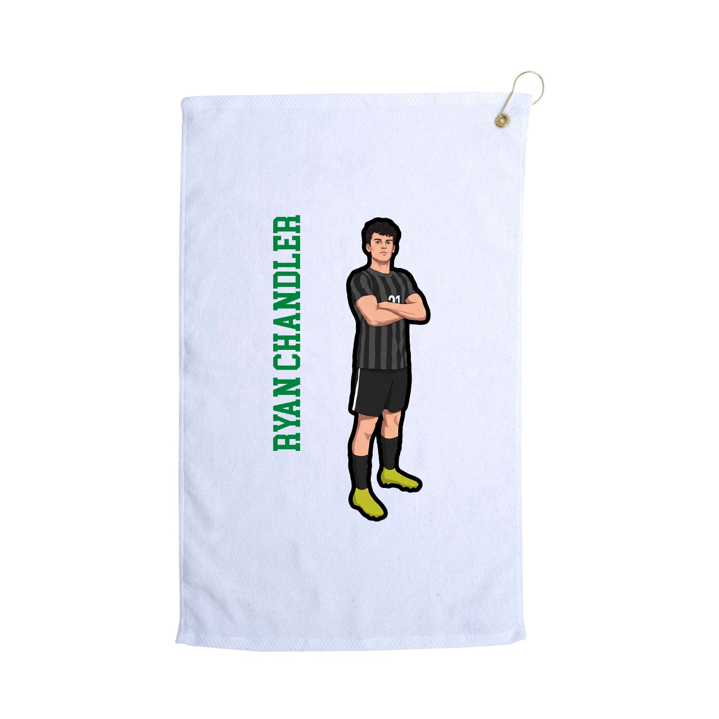 Golf Towel — Name Vertical in White