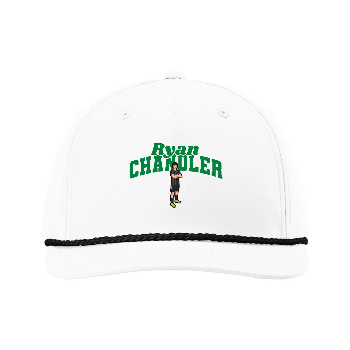 Five-Panel Classic Rope Cap — Signature Arch in White