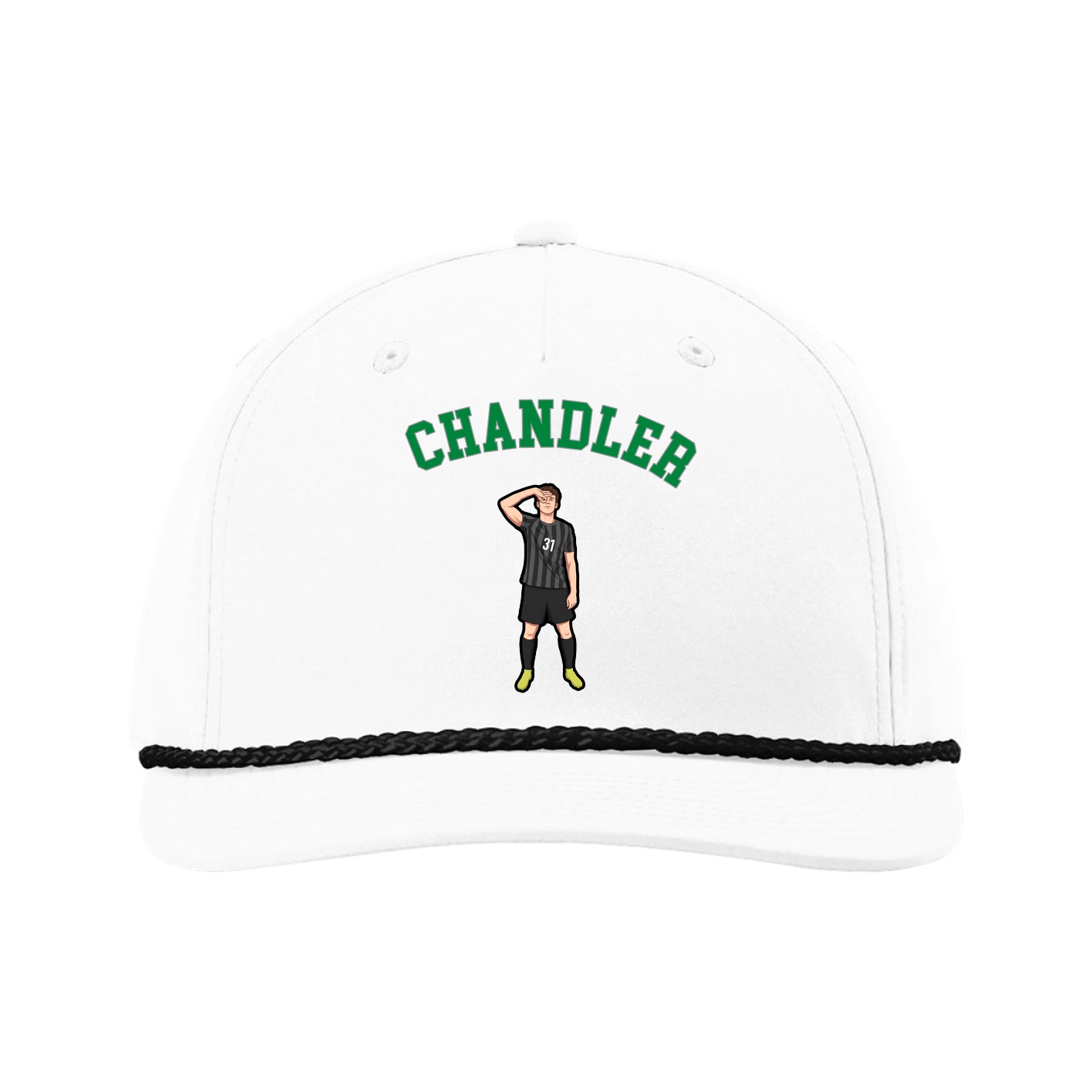 Five-Panel Classic Rope Cap — Shirsey Arch in White