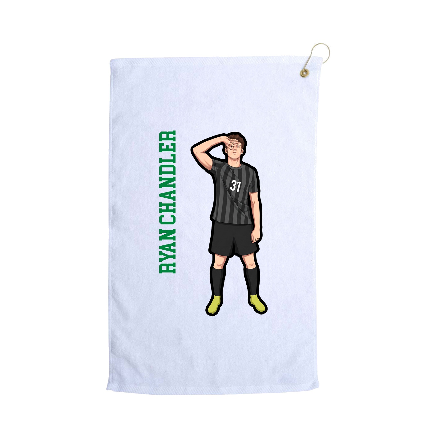 Golf Towel — Name Vertical in White