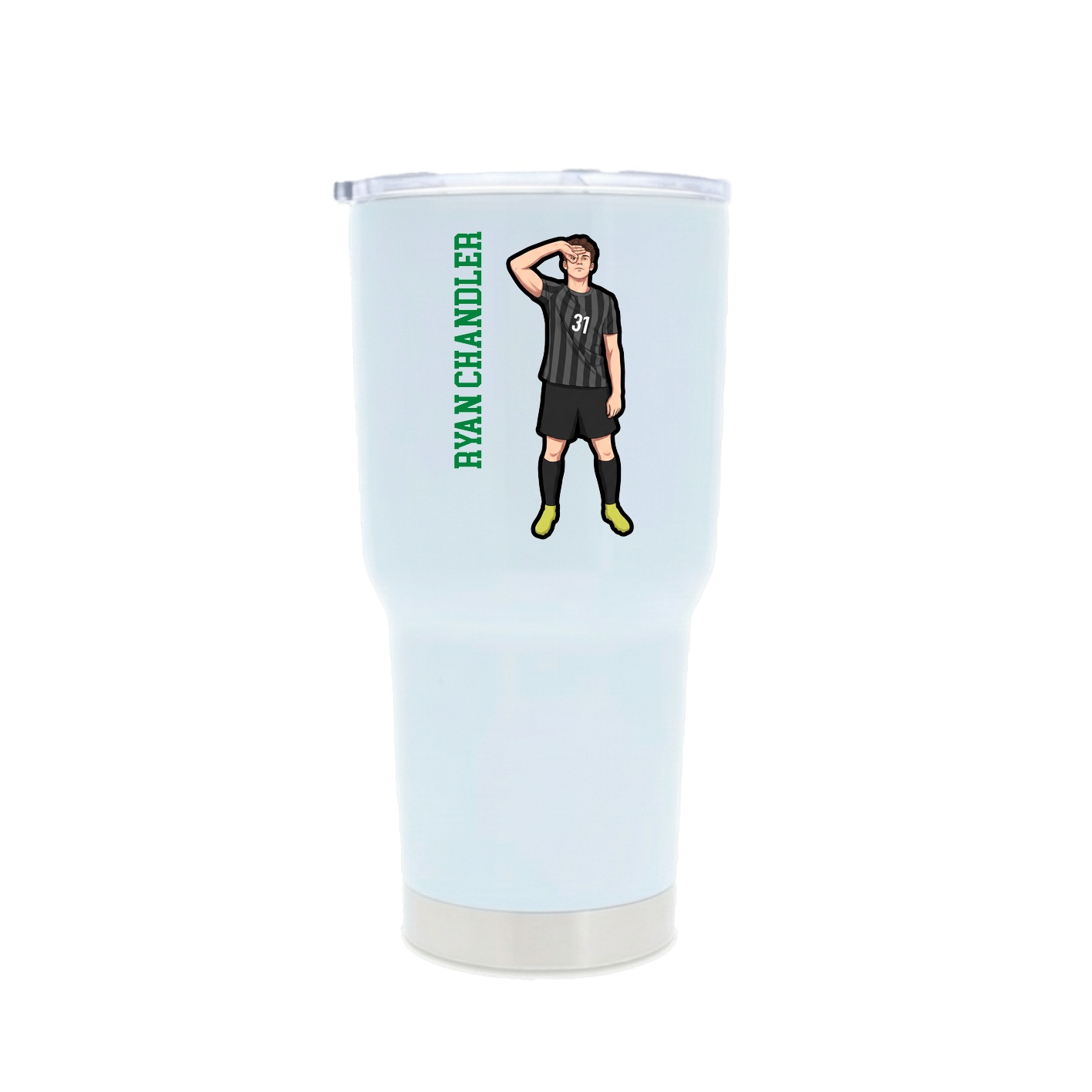 30oz Stainless Steel Tumbler — Name Vertical in White