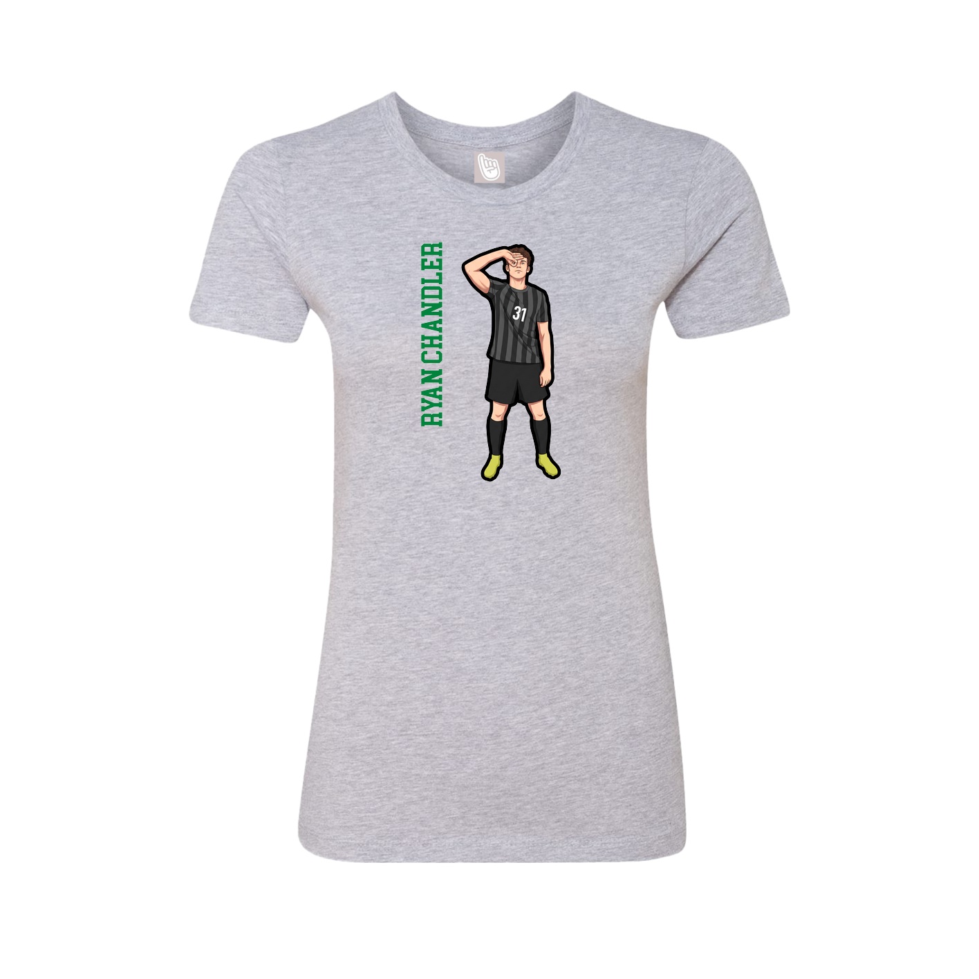 Fitted Women's Tee — Name Vertical in Grey
