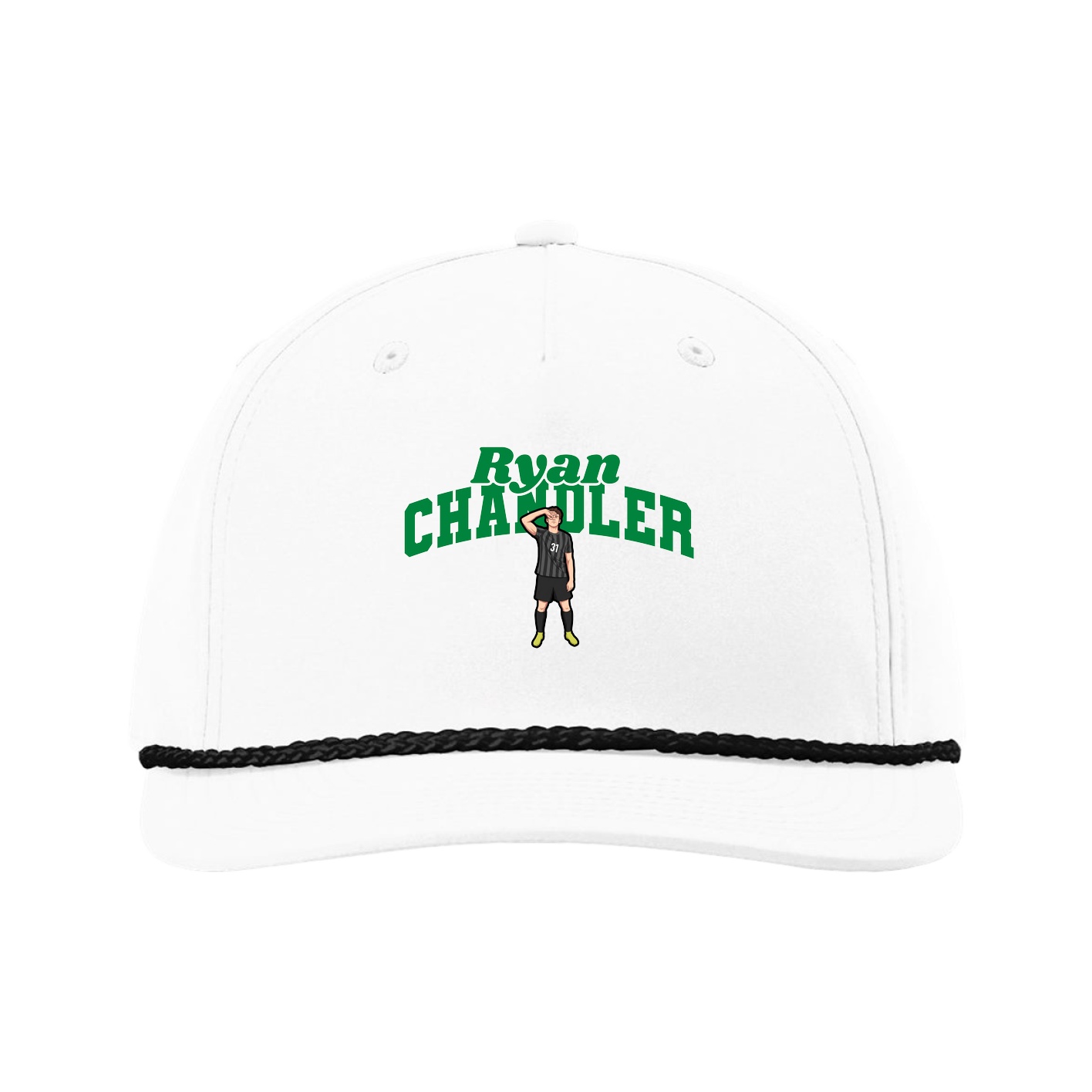 Five-Panel Classic Rope Cap — Signature Arch in White