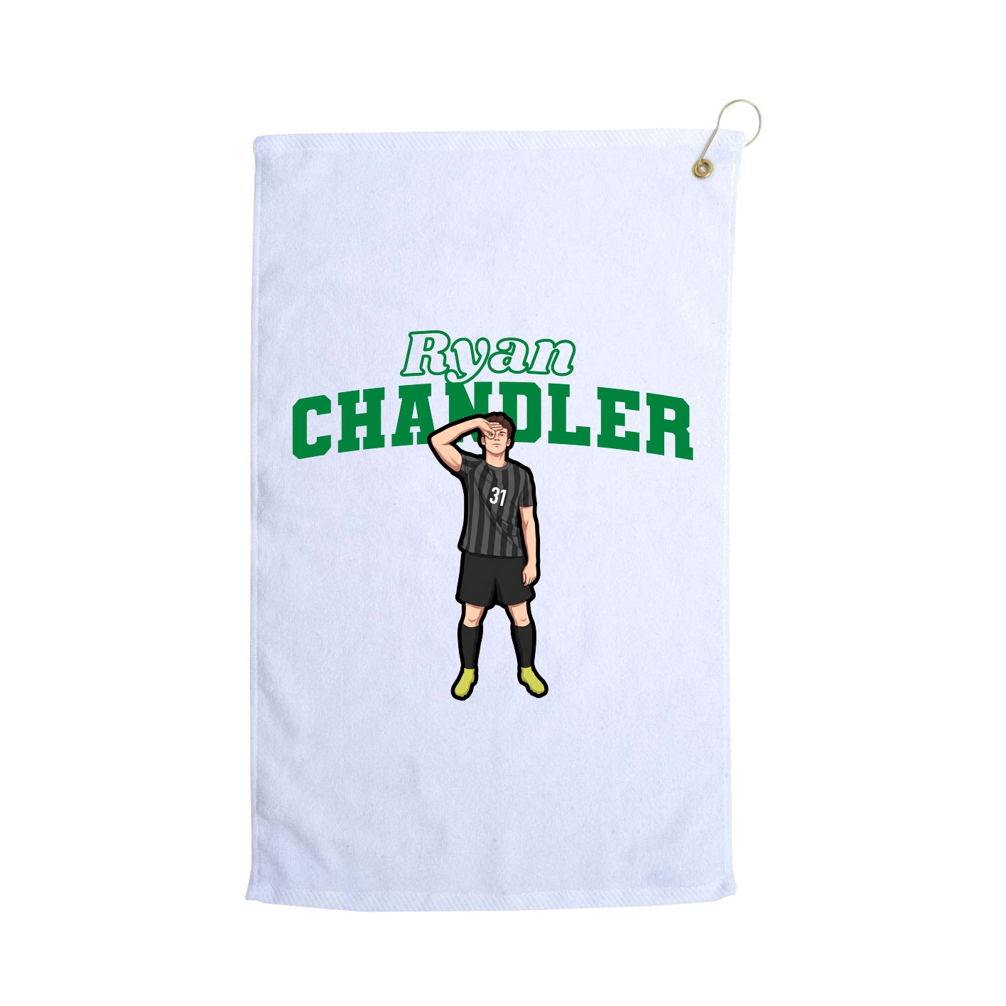 Golf Towel — Name Arch in White