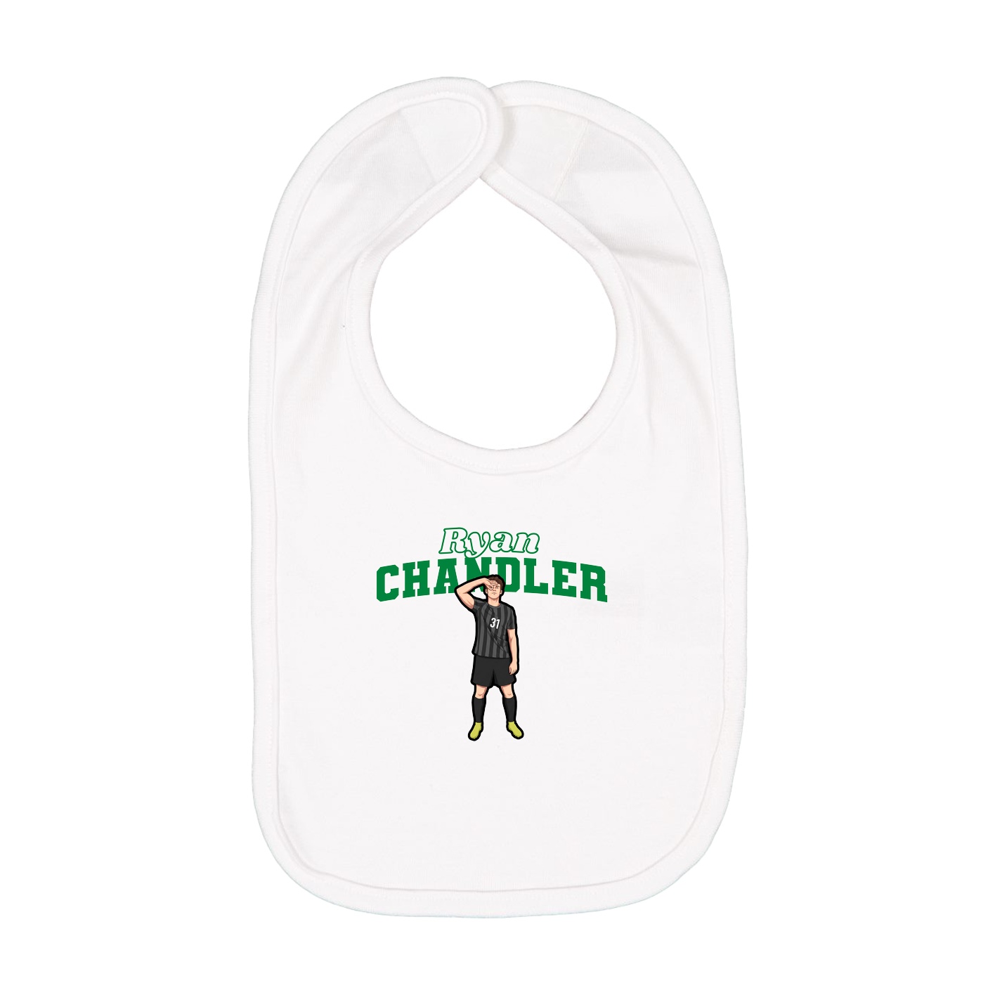 Infant Bib — Name Arch in White